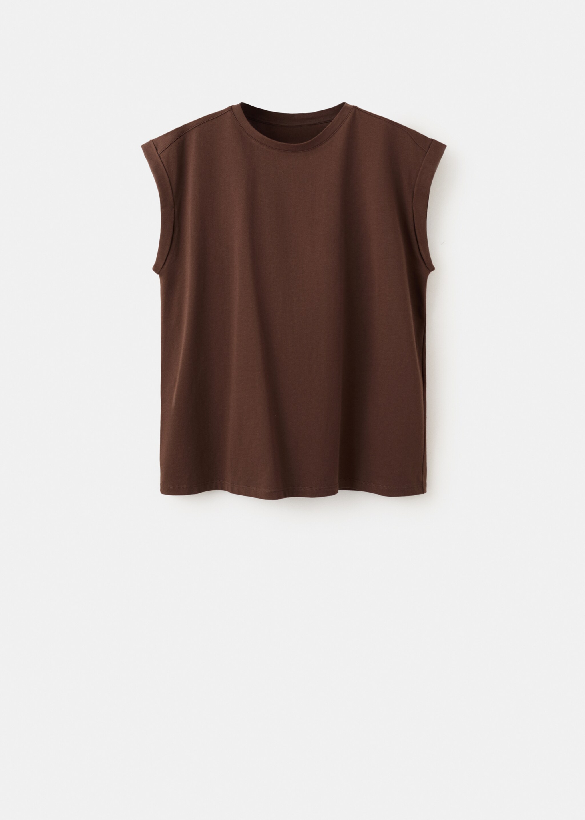 Short-sleeved t-shirt with shoulder pads - Article without model, Brown. Ref: 27077159-00.