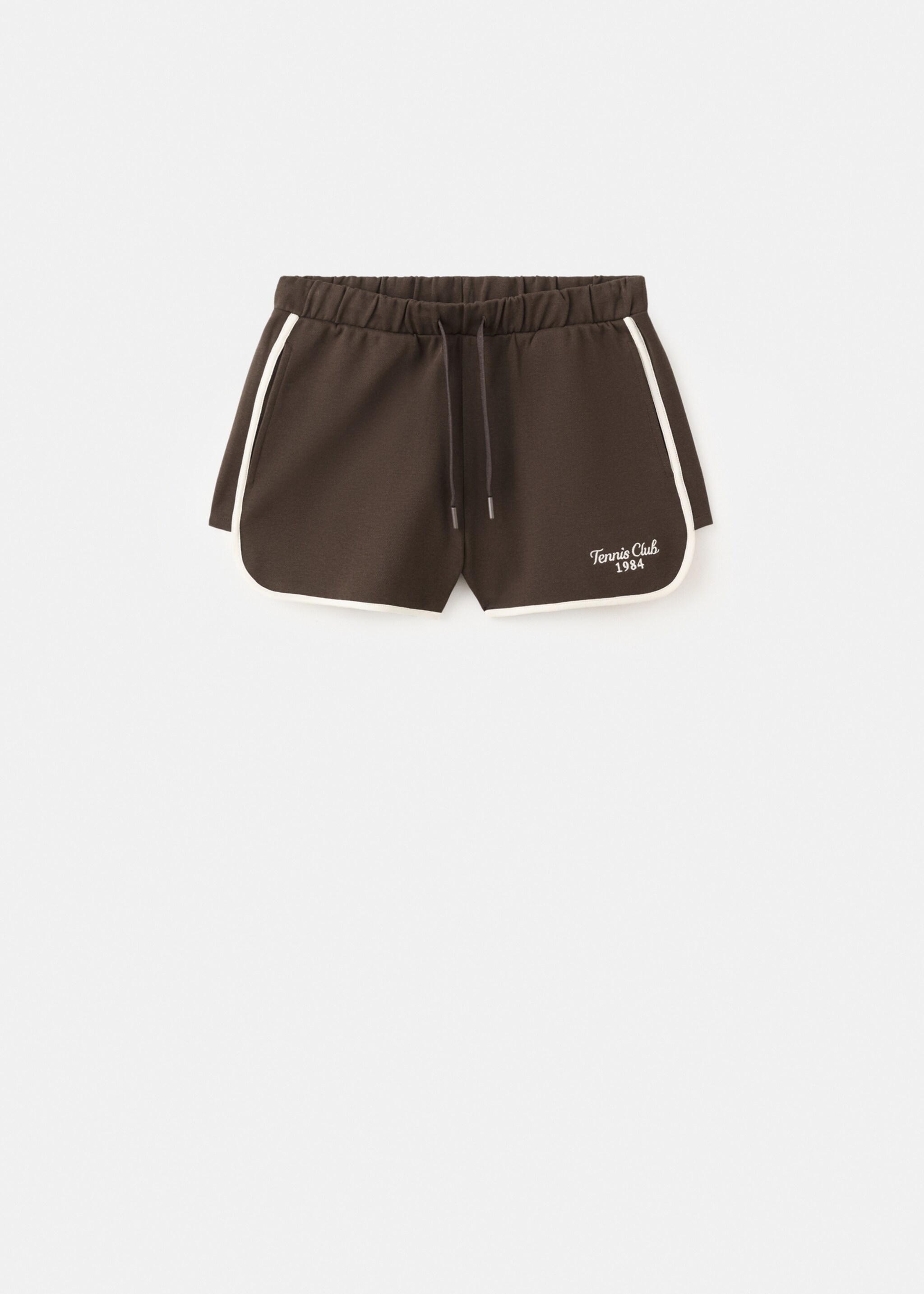 Cotton shorts with embroidered message - Article without model, Brown. Ref: 27077163-00.