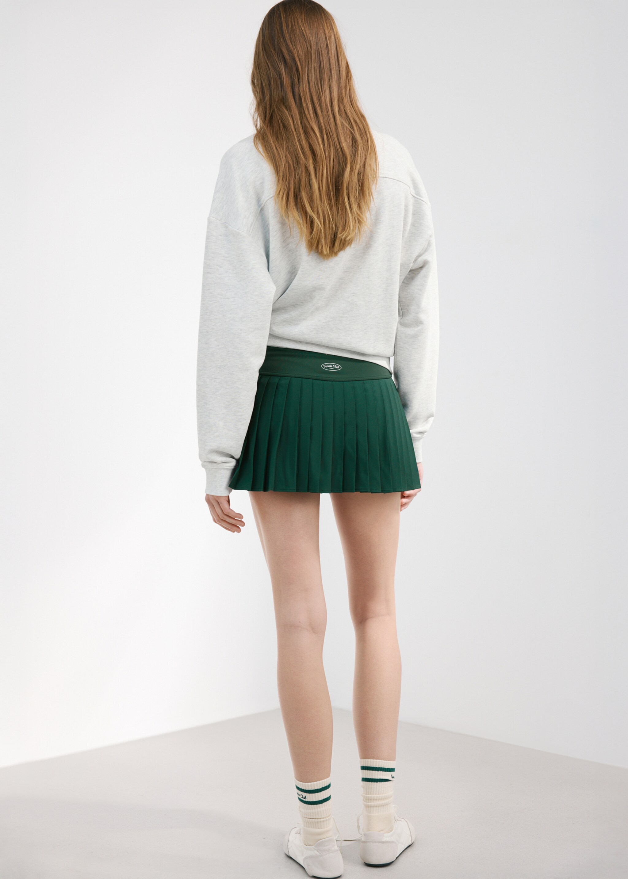Jupe plis - Verso de l’article, Vert. Ref: 27077164-00.