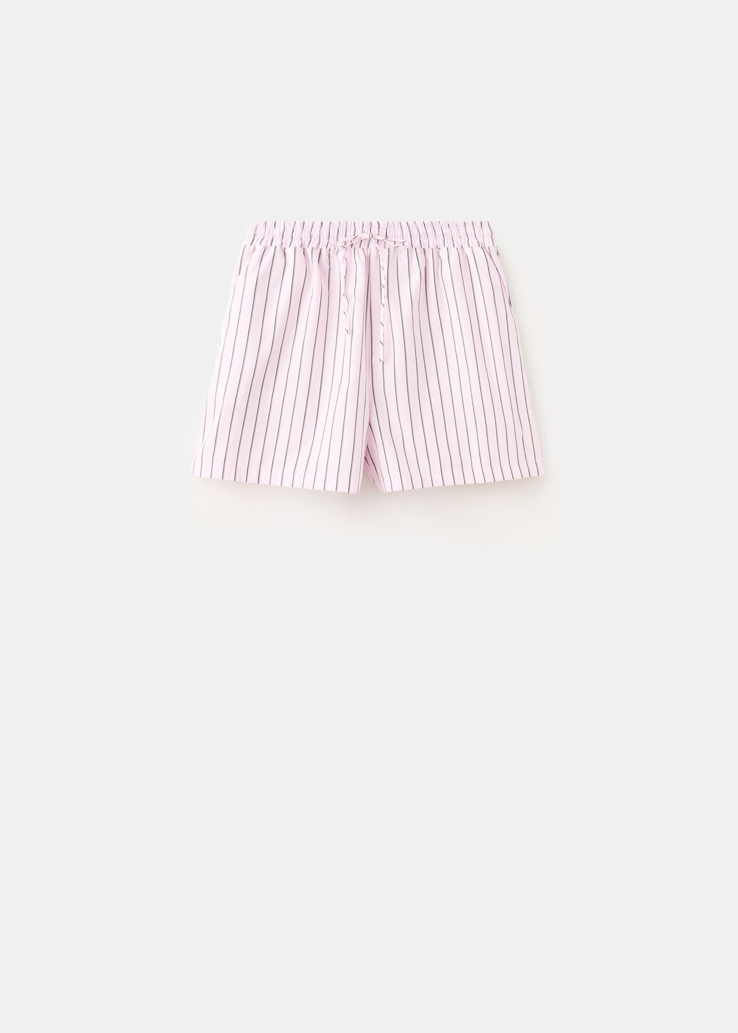 Striped poplin shorts with embroidered message - Article without model