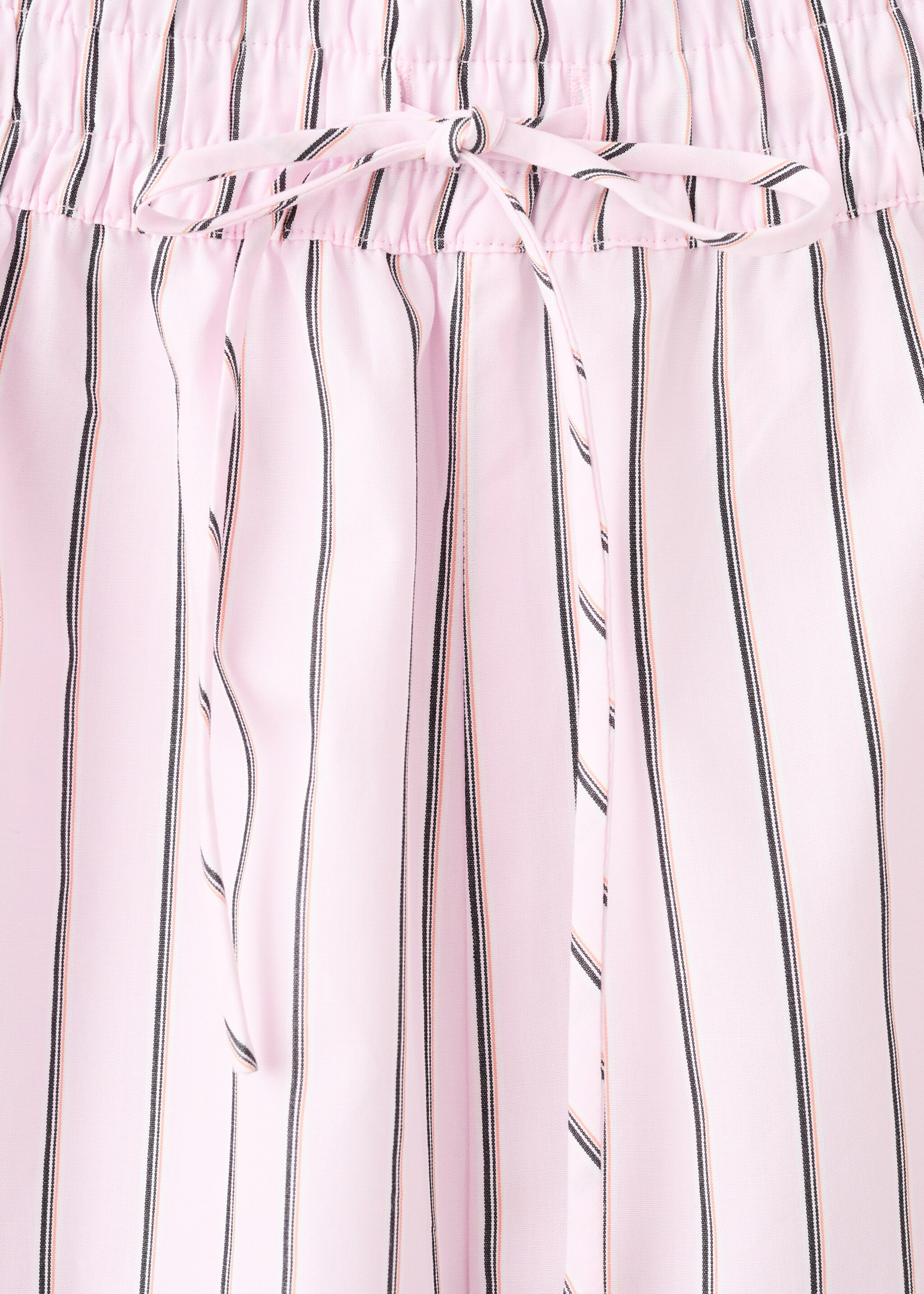 Striped poplin shorts with embroidered message - Details of the article 8, Pastel Pink. Ref: 27077167-00.