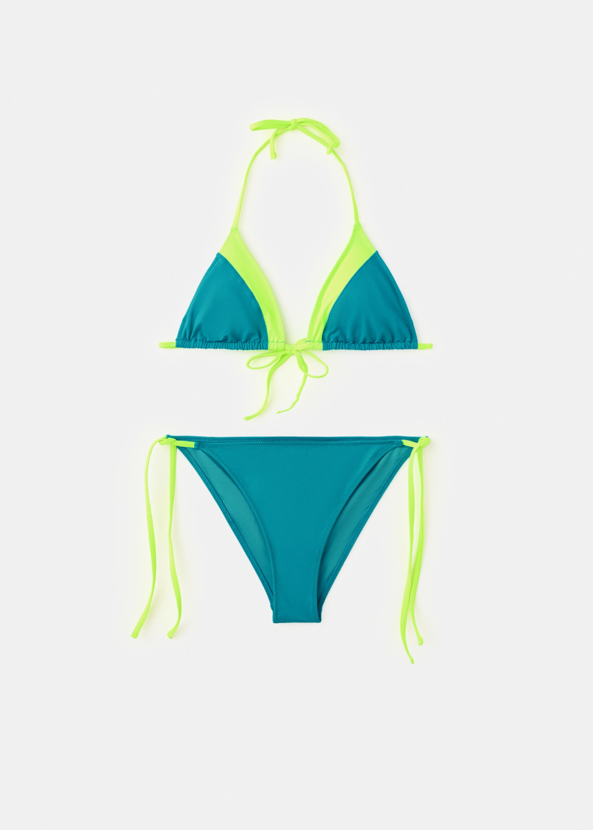 Bikini bicolore culotte couvrance moyenne - Article sans modèle, Turquoise. Ref: 27077778-00.