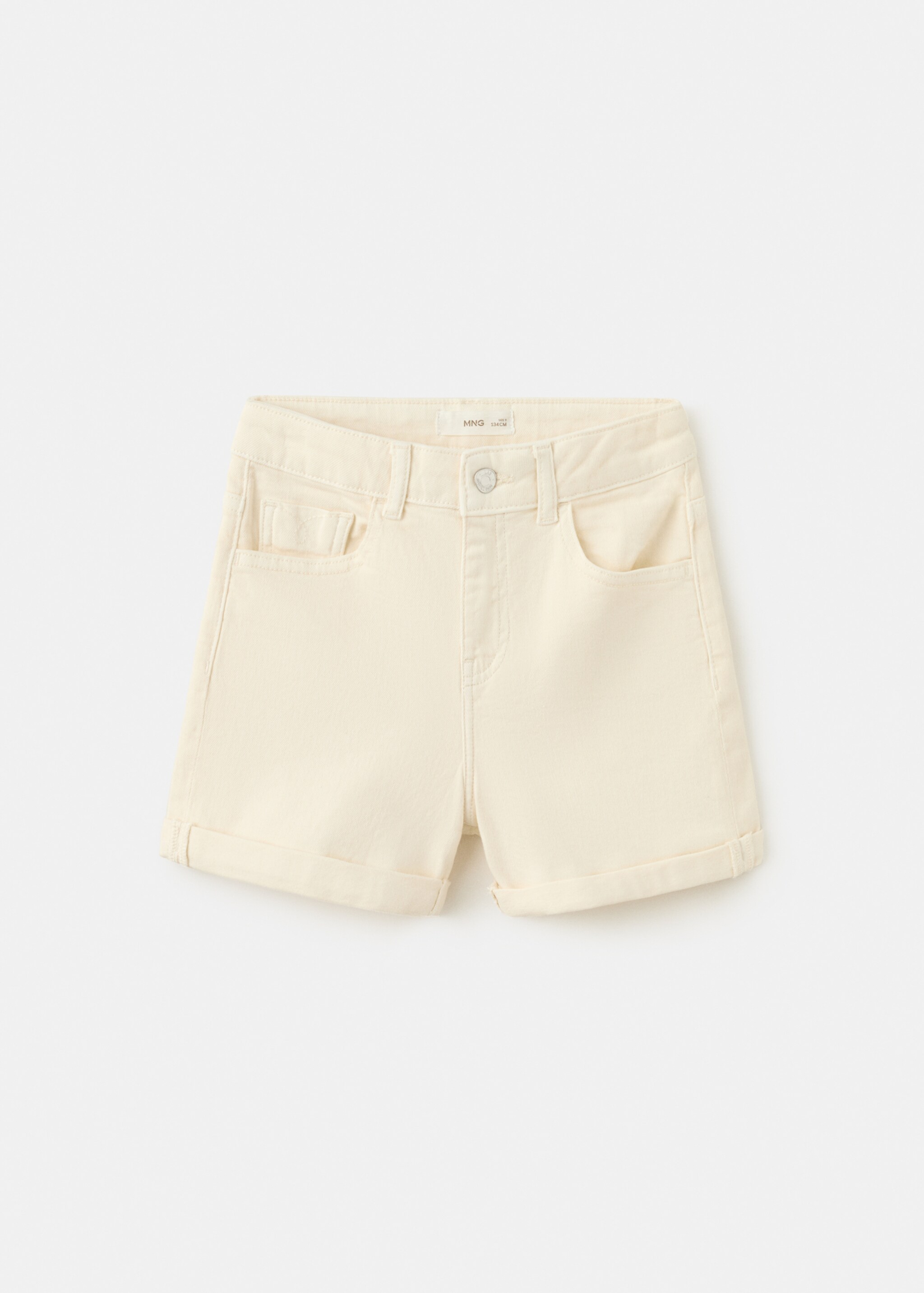 Denim shorts with turned-up hem - Article without model, White. Ref: 27077780-00.