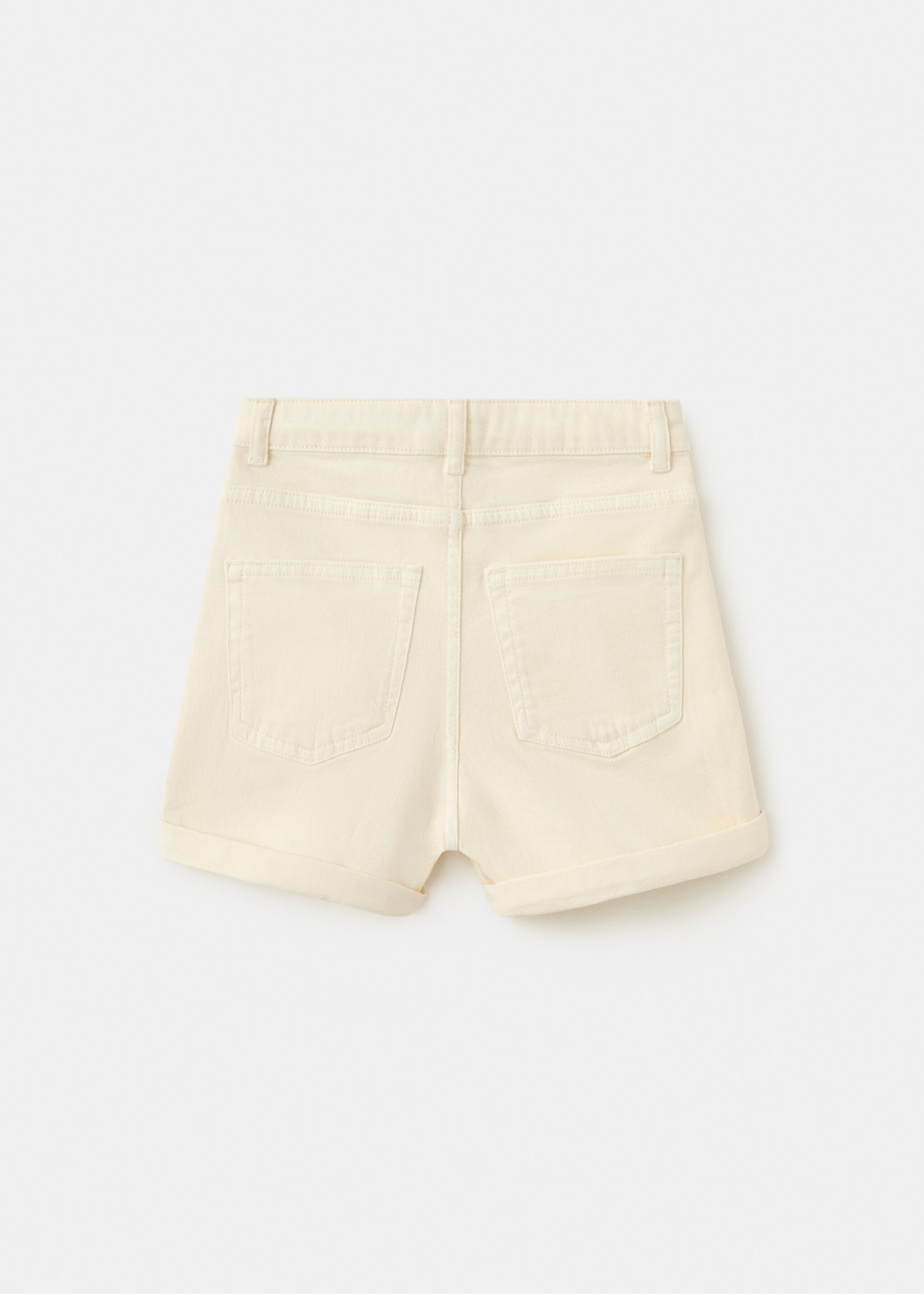 Denim shorts with turned-up hem - Reverse of the article, White. Ref: 27077780-00.
