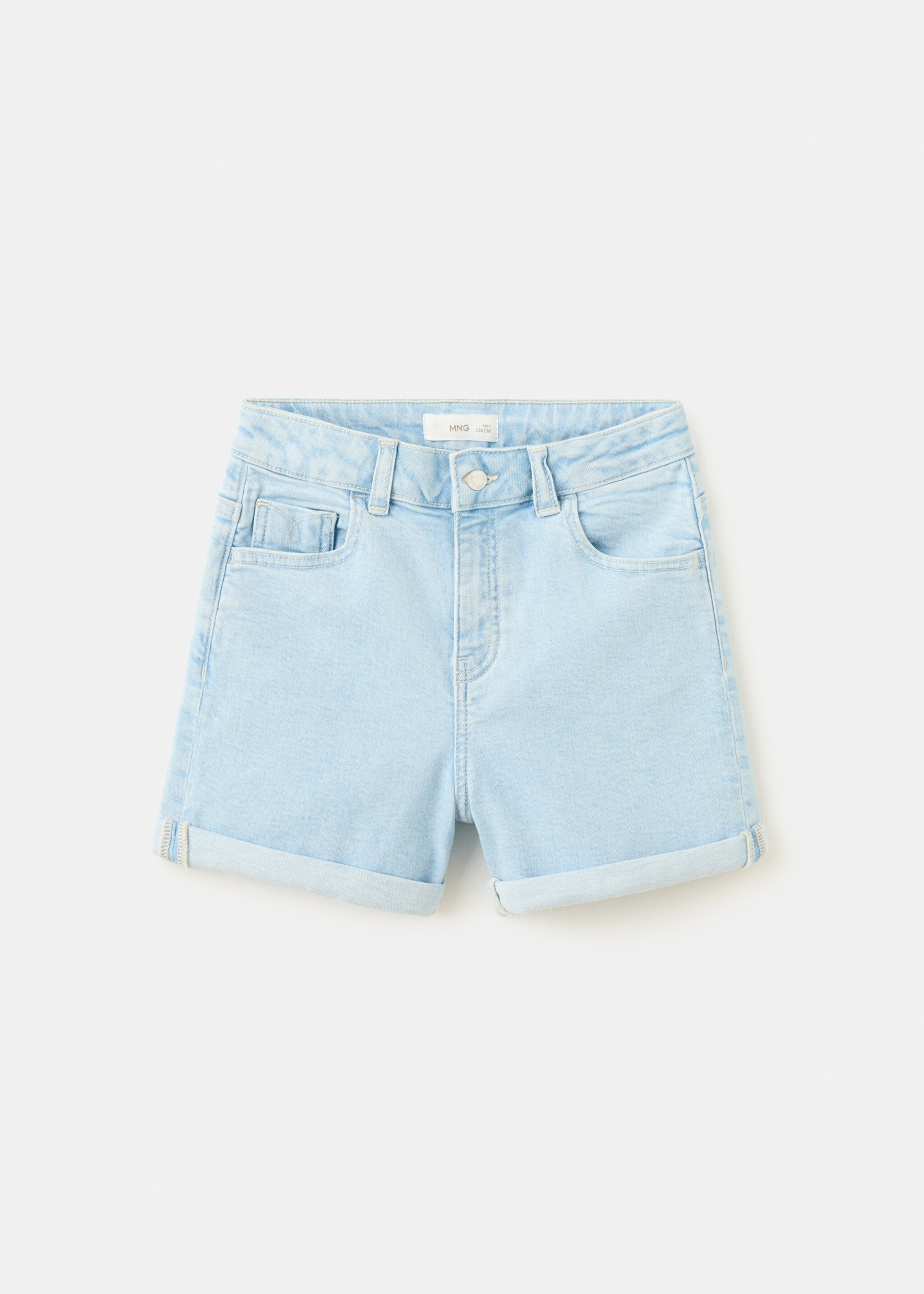 Denim shorts with turned-up hem - Article without model, Light Blue. Ref: 27077780-00.