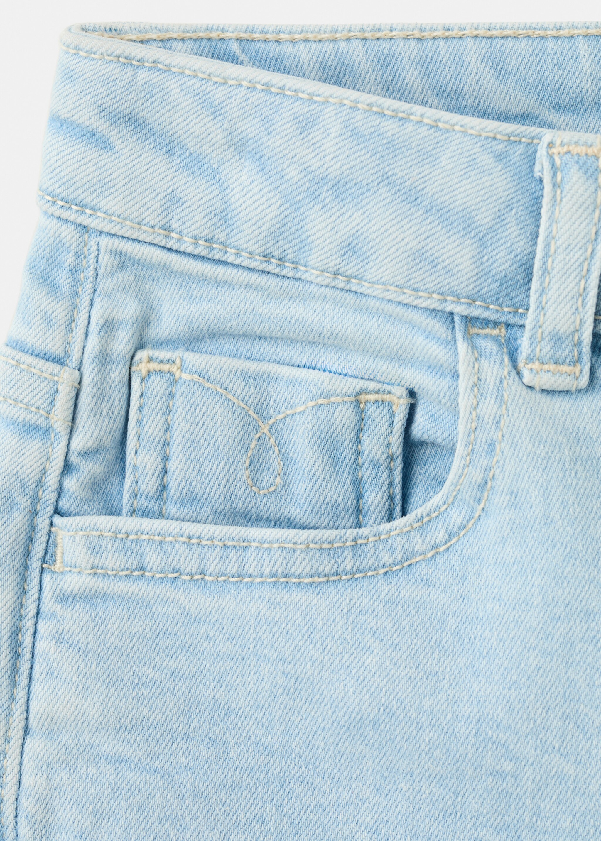 Denim shorts with turned-up hem - Details of the article 0, Light Blue. Ref: 27077780-00.