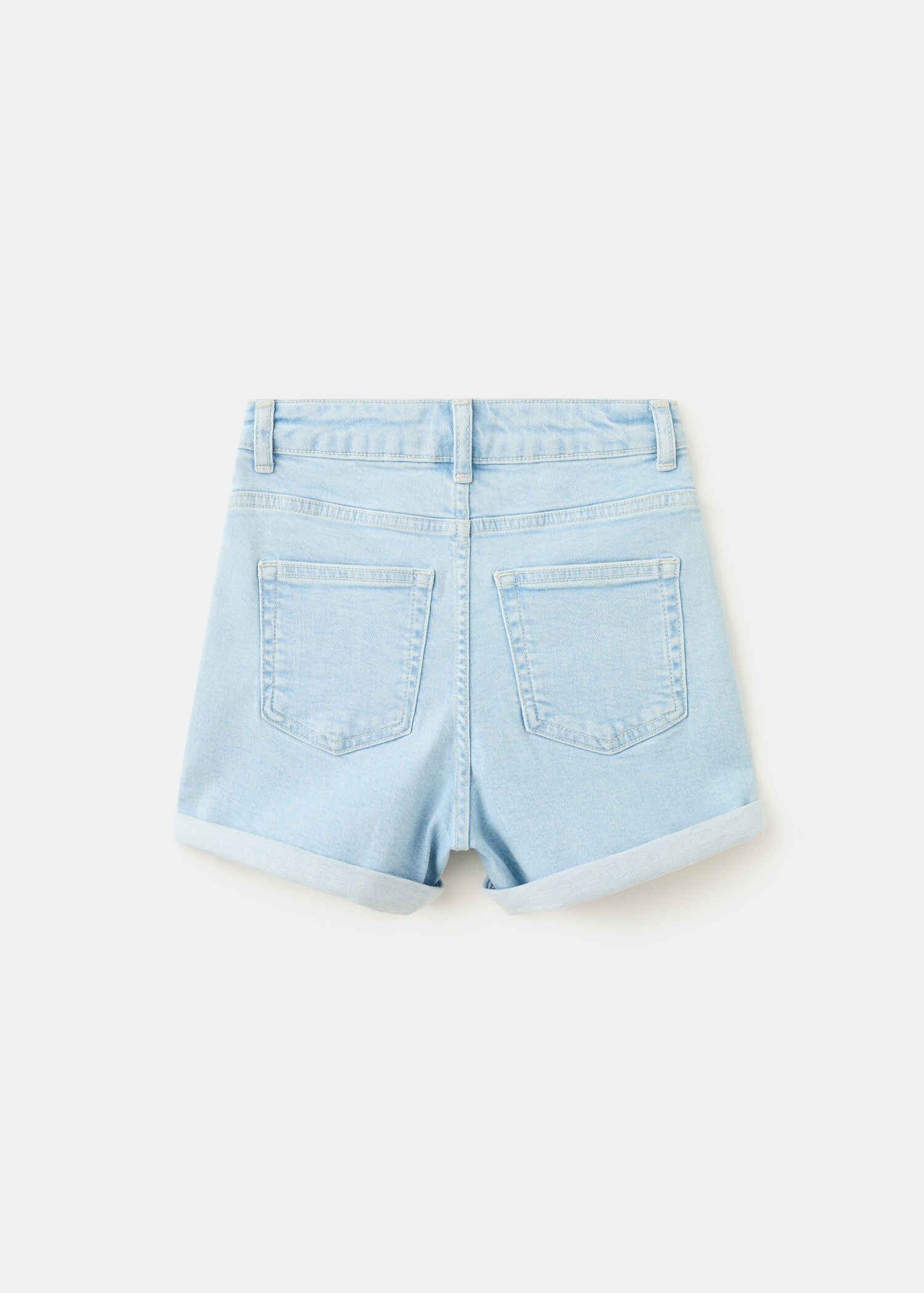 Denim shorts with turned-up hem - Reverse of the article