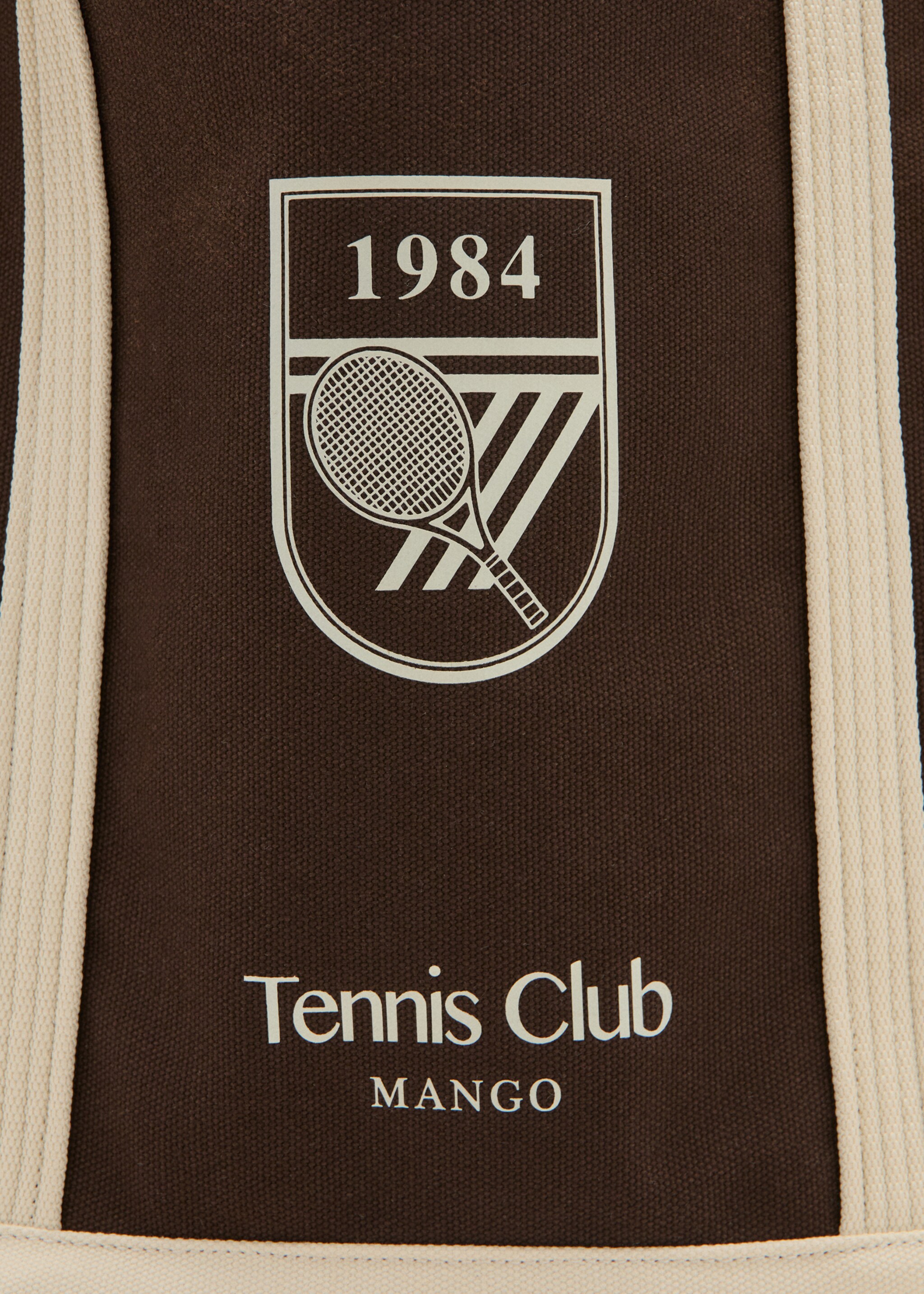 Shopper bag with embroidered message - Details of the article 2, Brown. Ref: 27077784-00.