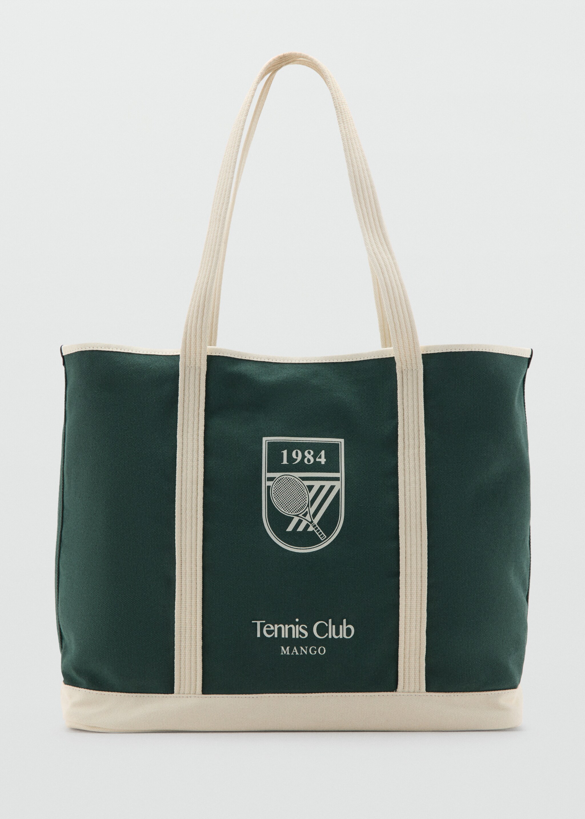 Shopper bag with embroidered message - Article without model, Khaki. Ref: 27077784-00.