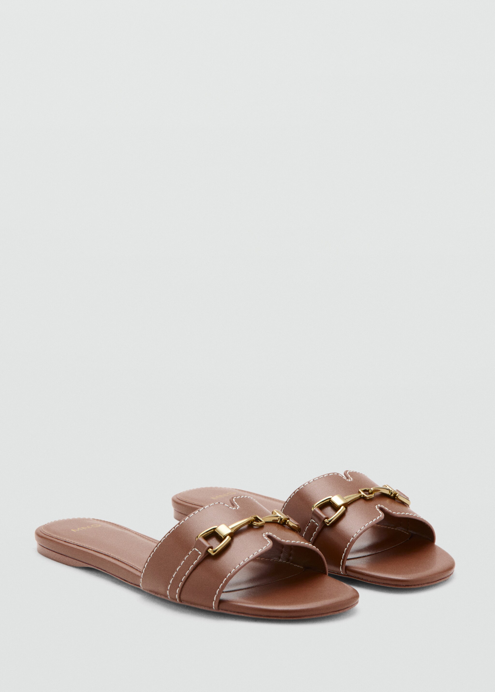 Metallic detail strap sandal - Medium plane, Leather. Ref: 27077785-00.