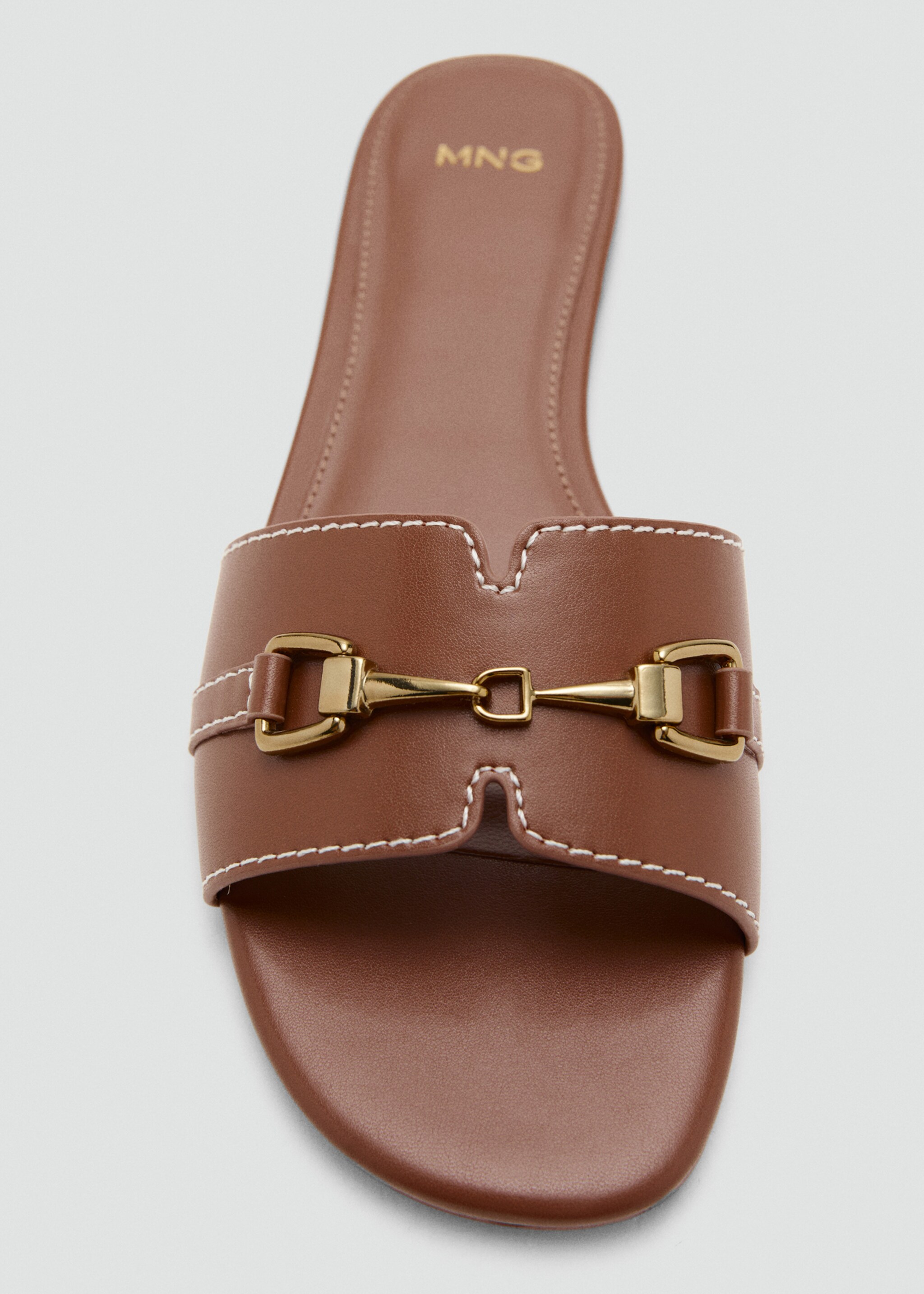 Metallic detail strap sandal - Details of the article 3, Leather. Ref: 27077785-00.