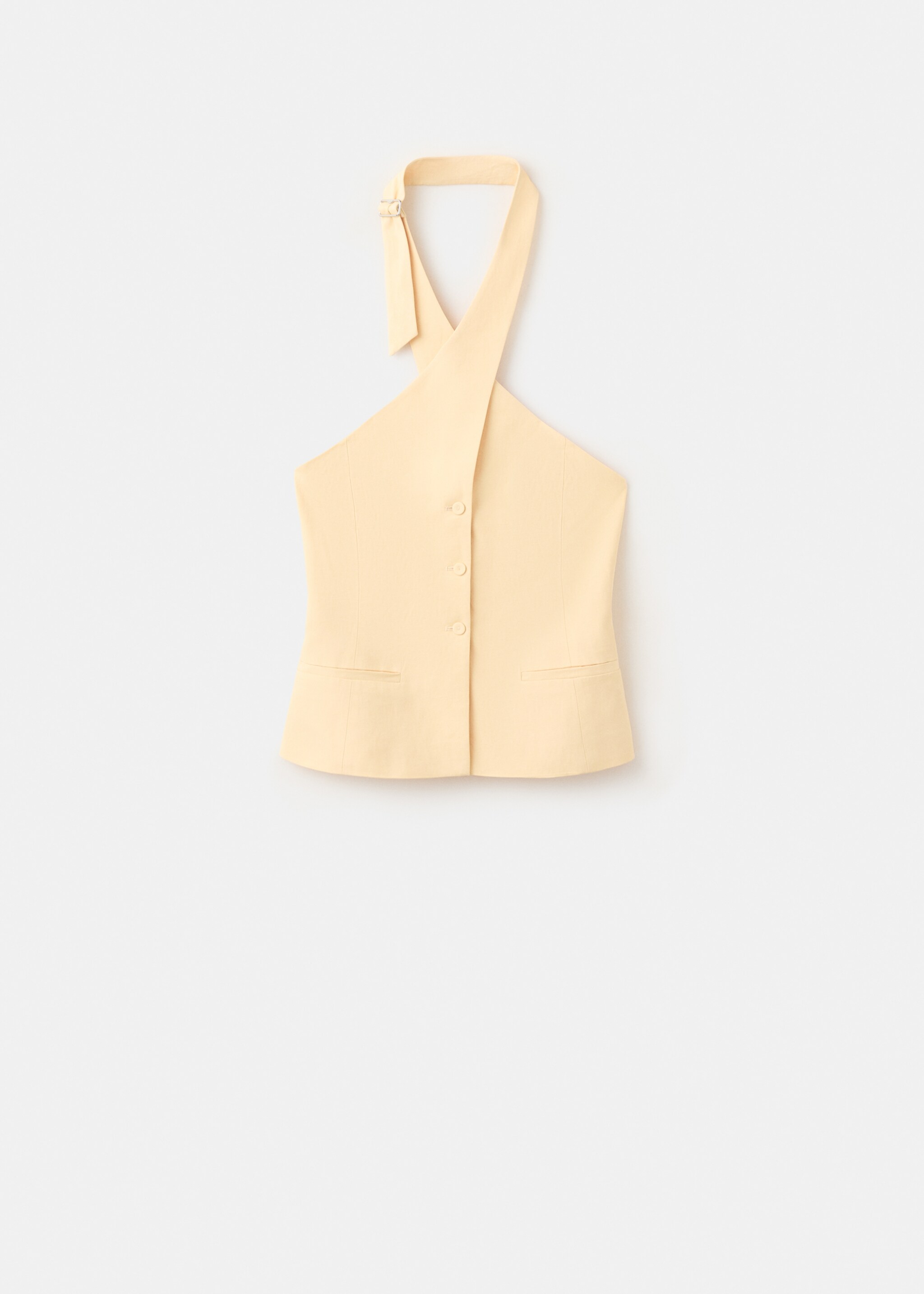 Linen buttoned top - Article without model, Yellow. Ref: 27077789-00.