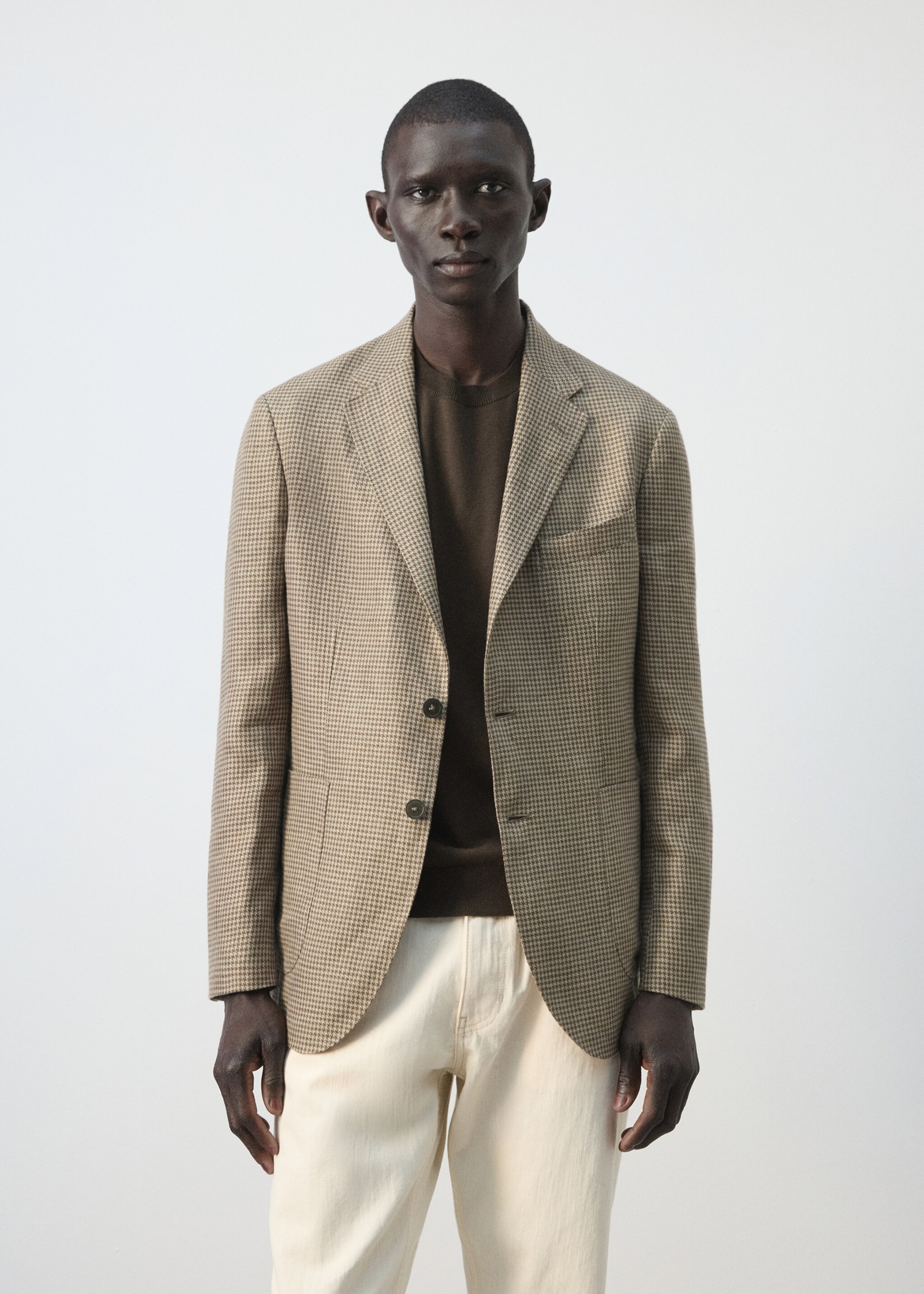 سترة من الكتان 100% مع جيوب مرقعة - رؤية وسط, بني. Ref: 27077891-00.