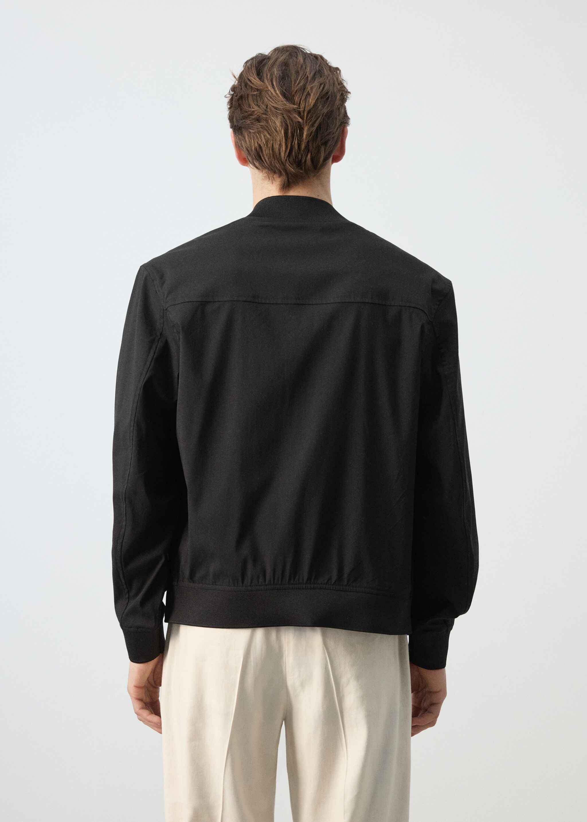 Straight lyocell bomber - Reverse of the article, Black. Ref: 27077893-00.