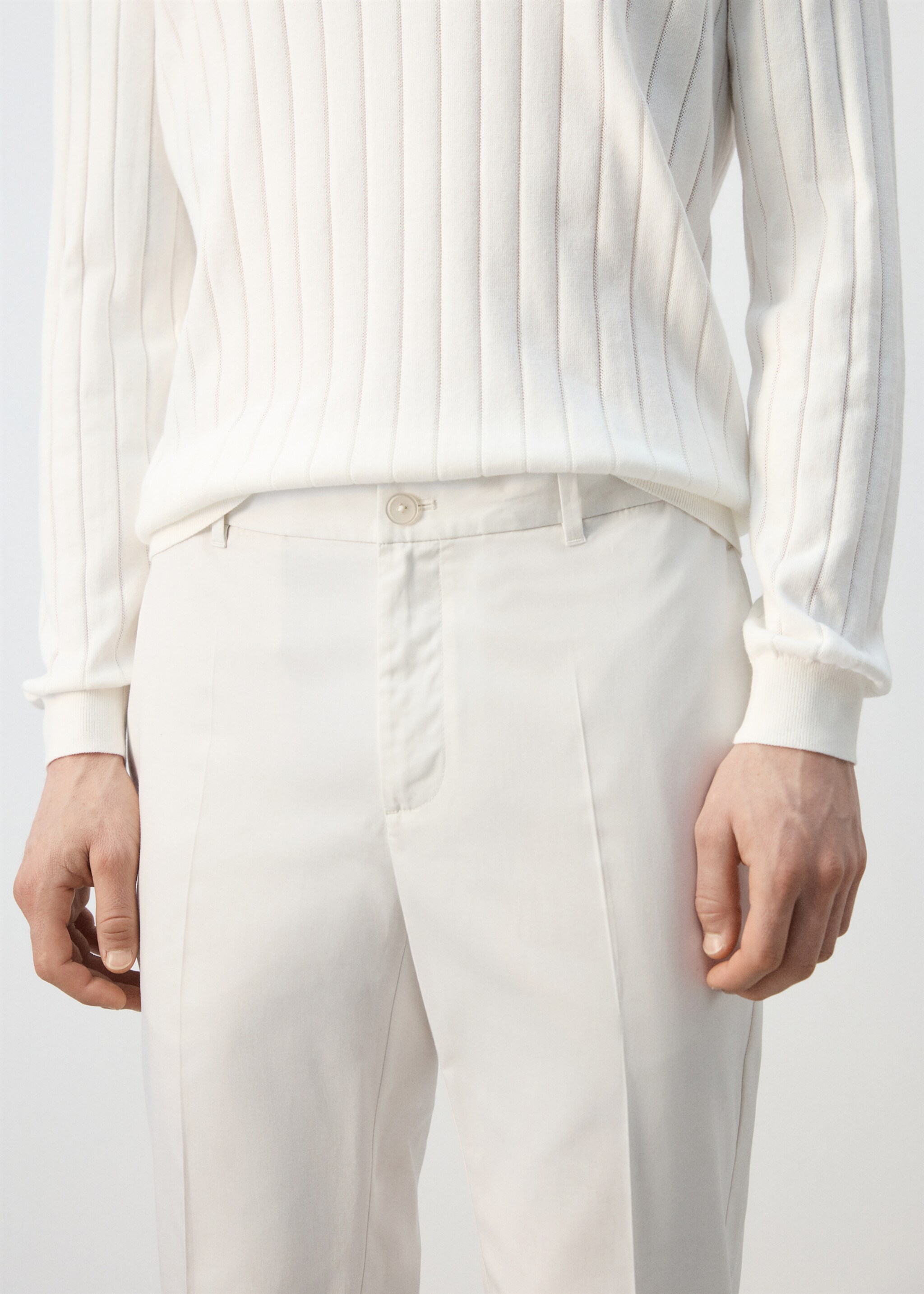 Regular-fit lyocell trousers - Details of the article 1, Off White. Ref: 27077894-00.