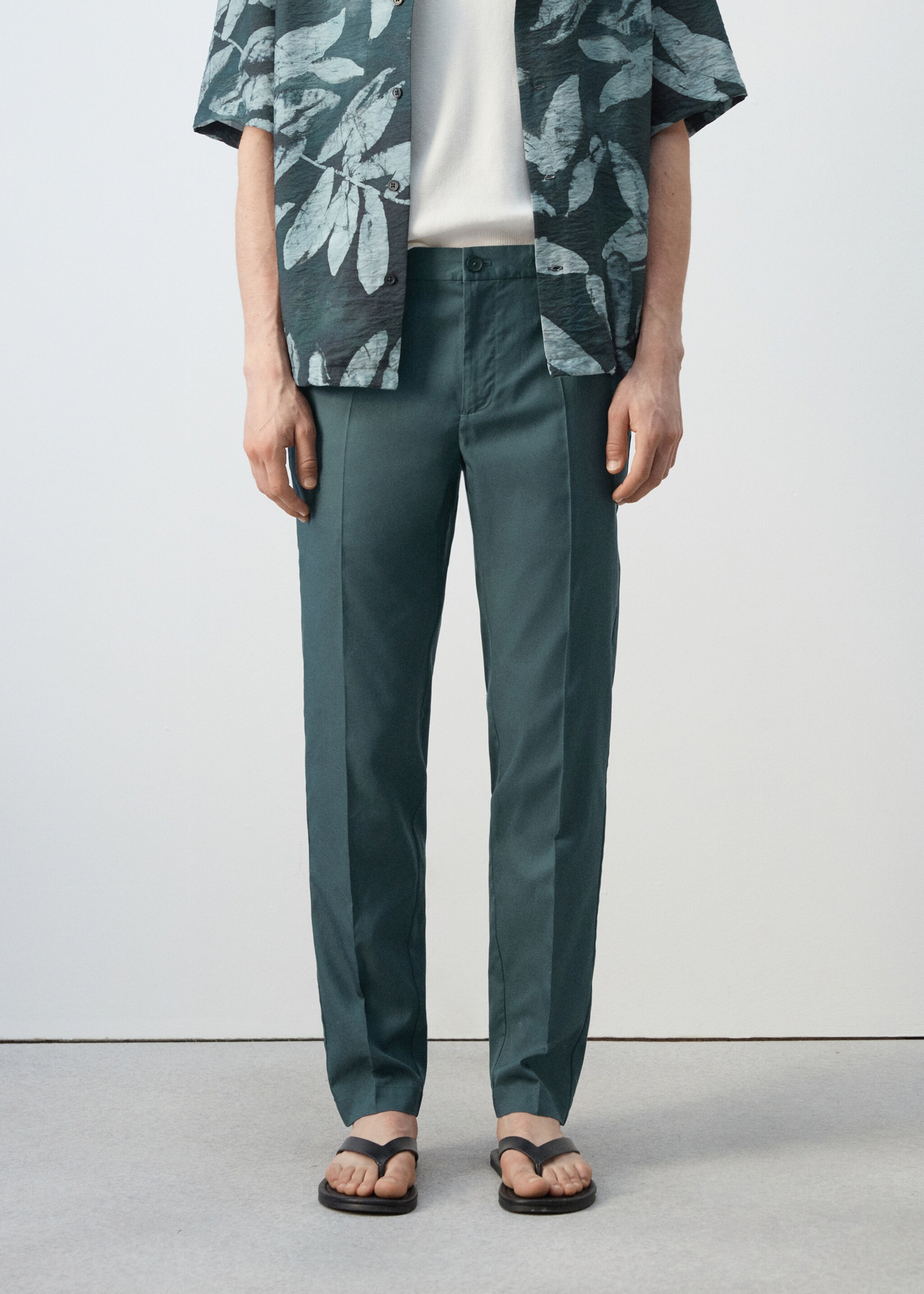 Regular-fit lyocell trousers - Medium plane, Forest Green. Ref: 27077894-00.