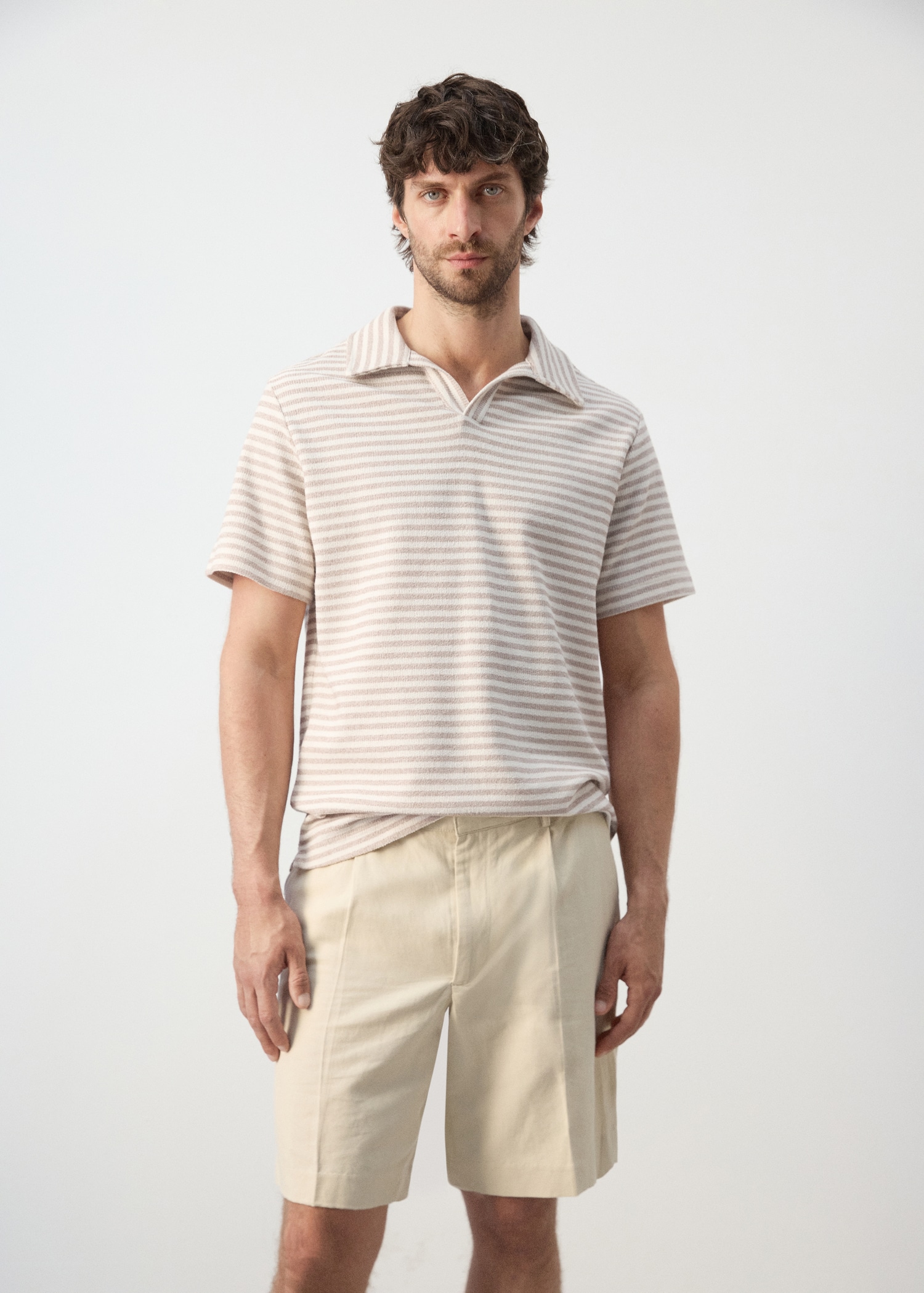 Regular fit textured stripe polo - Medium plane