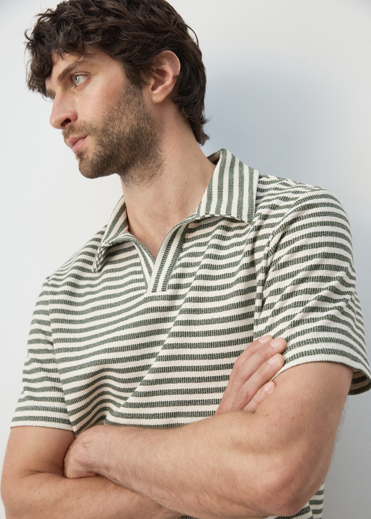 Regular fit textured stripe polo - Details of the article 1