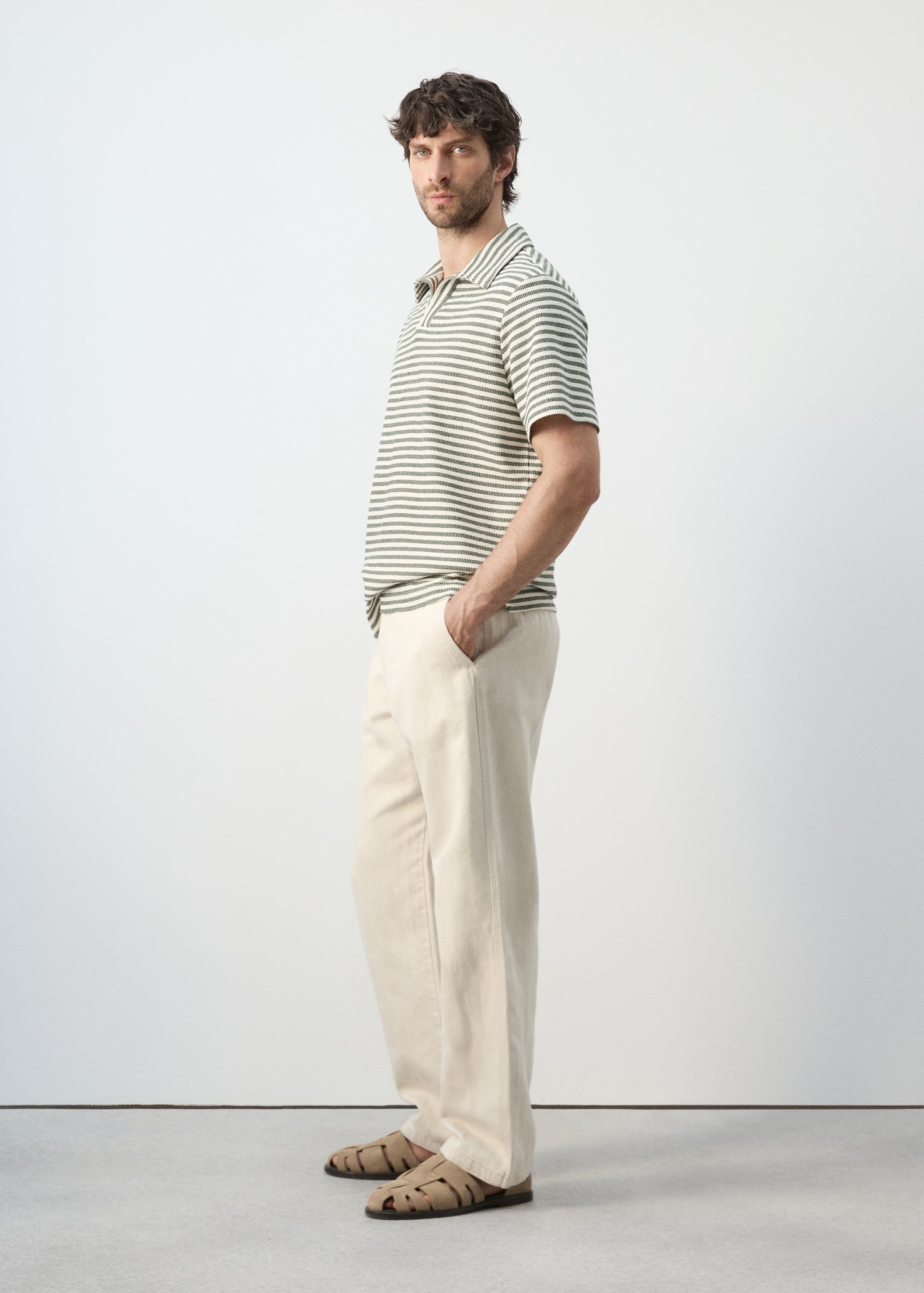 Regular fit textured stripe polo - Details of the article 2