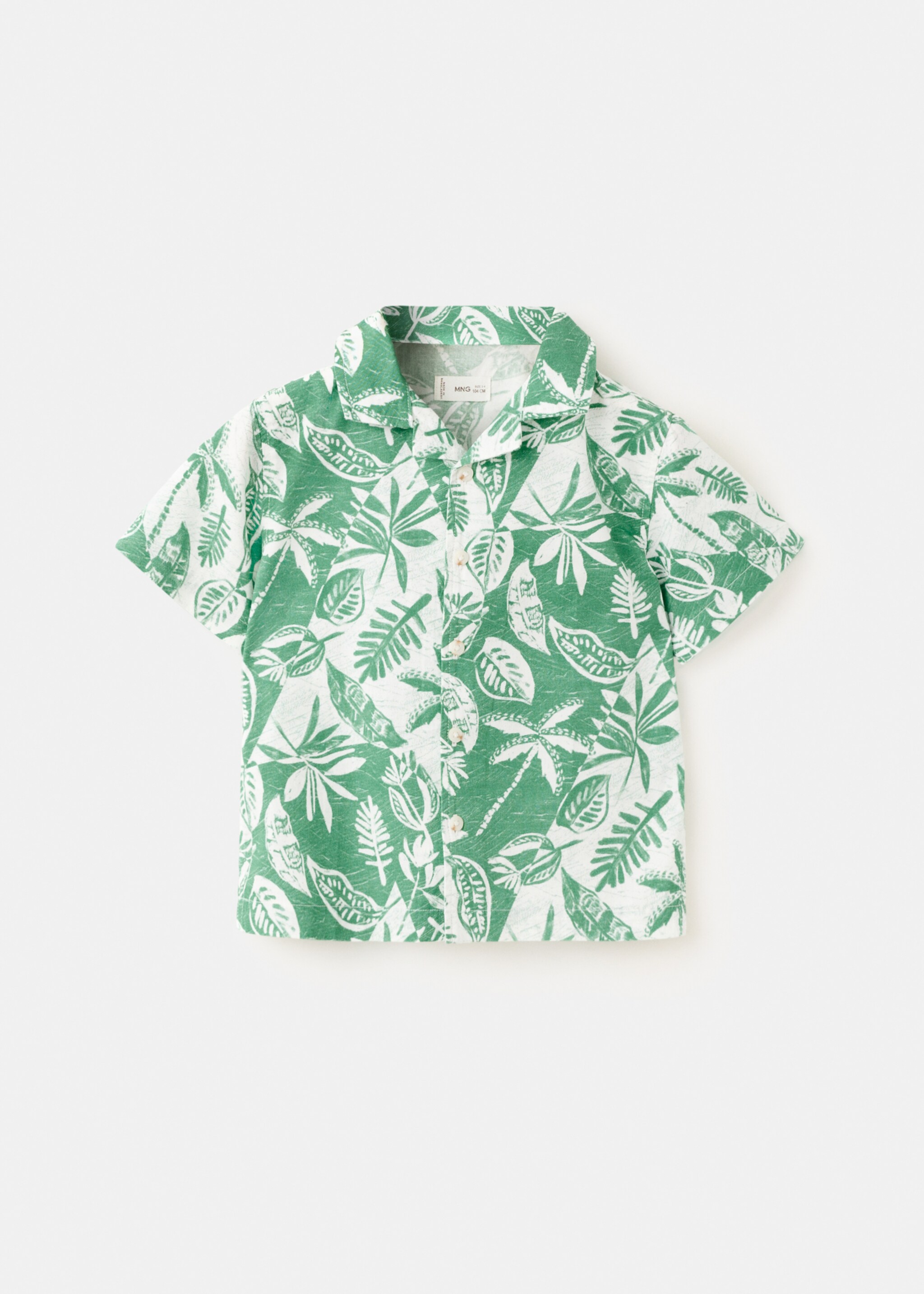 Floral-print cotton shirt - Article without model, Green. Ref: 27077898-00.