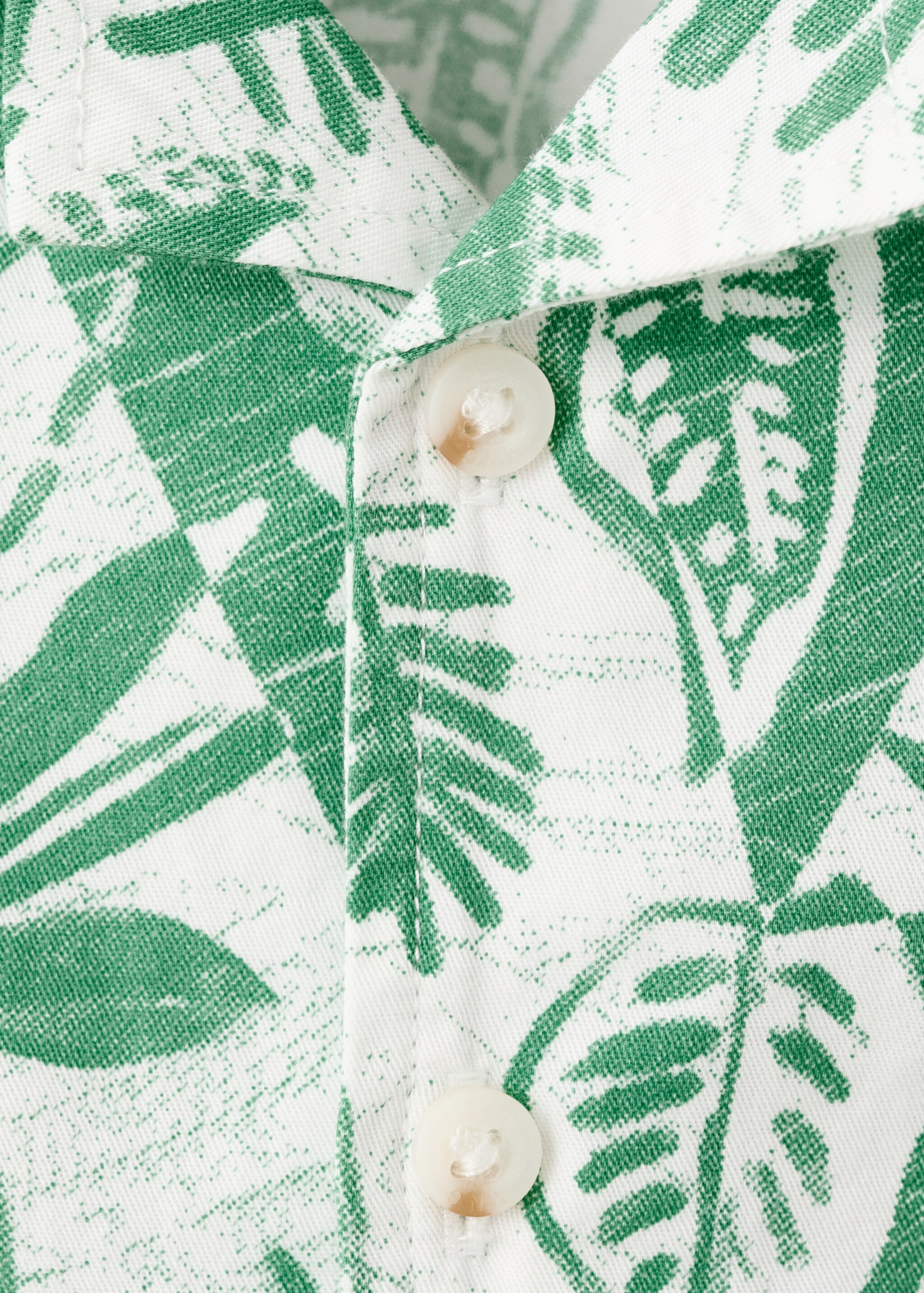 Floral-print cotton shirt - Details of the article 8, Green. Ref: 27077898-00.