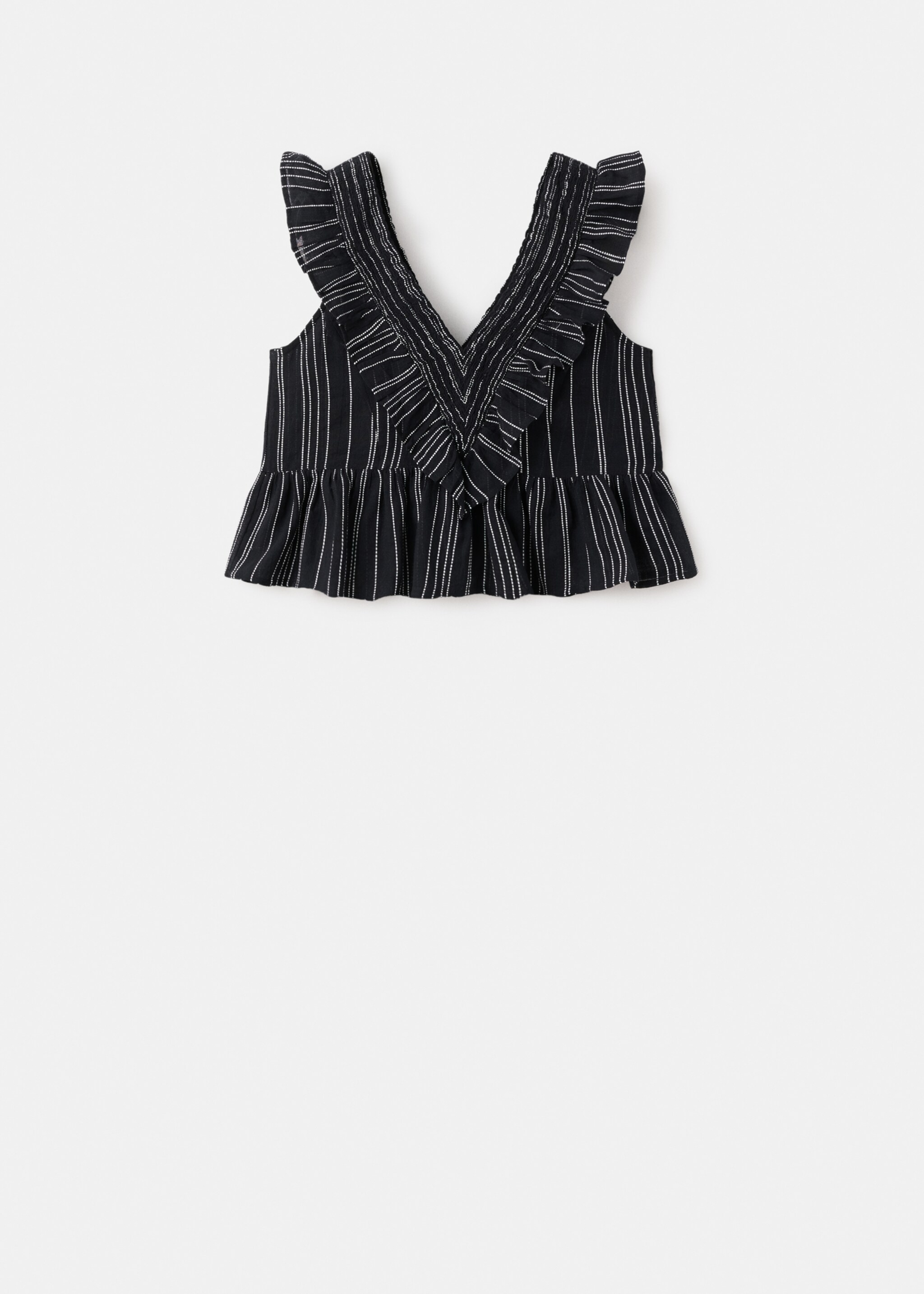 Ruffles embroidered top - Article without model, Black. Ref: 27077899-00.