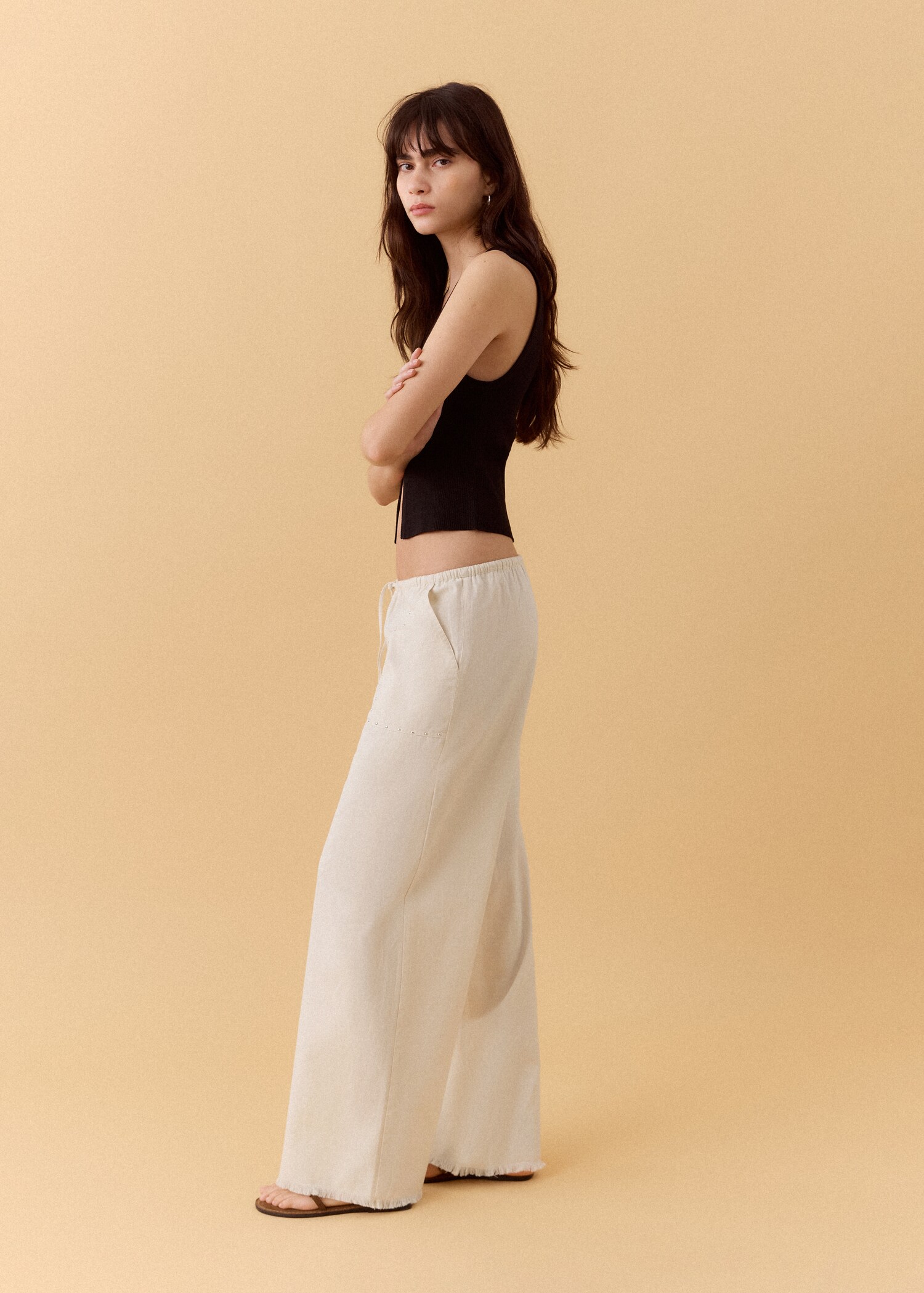 Fluid trousers with studs - Medium plane