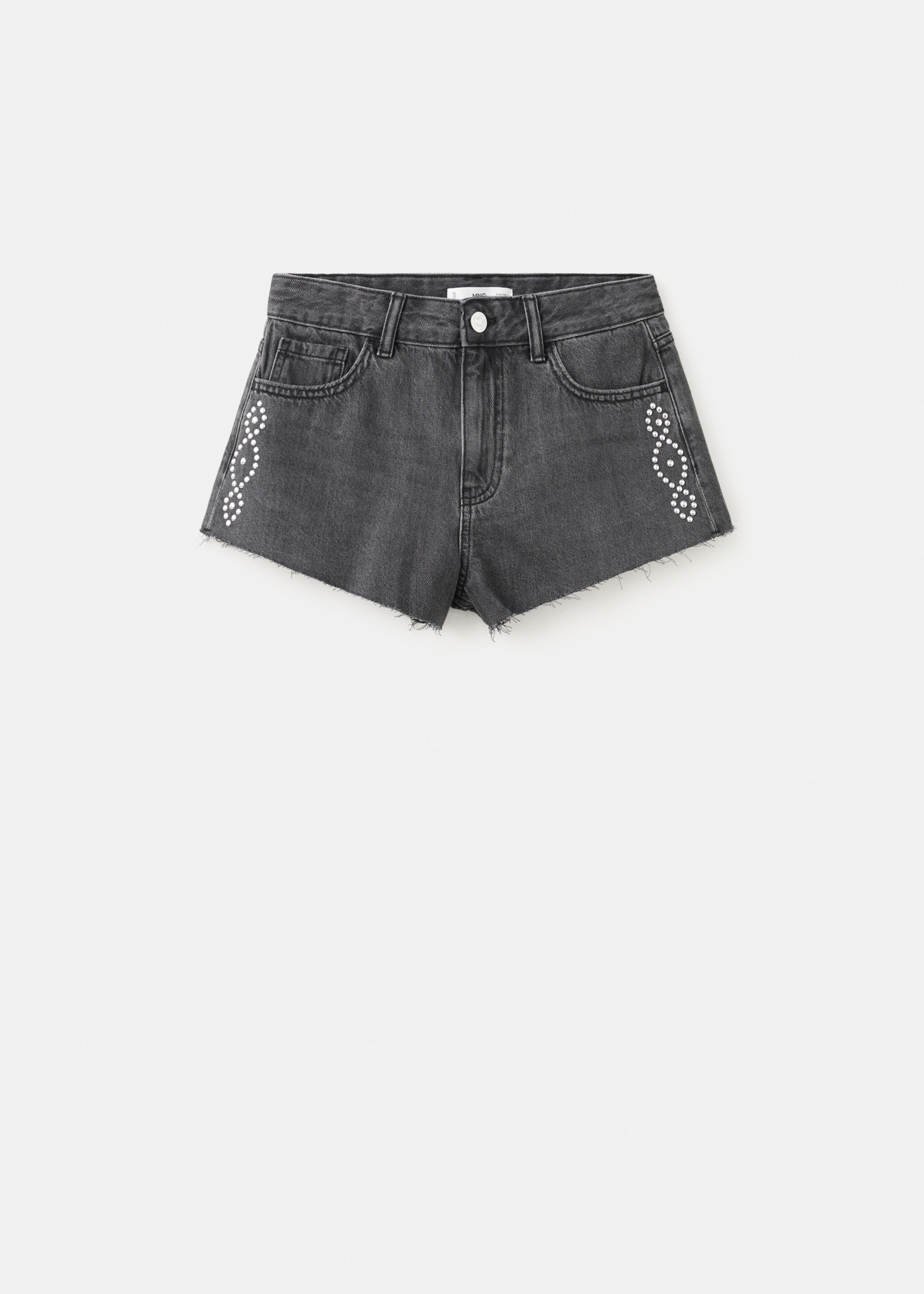 Short taille haute clouté - Article sans modèle, Black denim. Ref: 27077902-00.