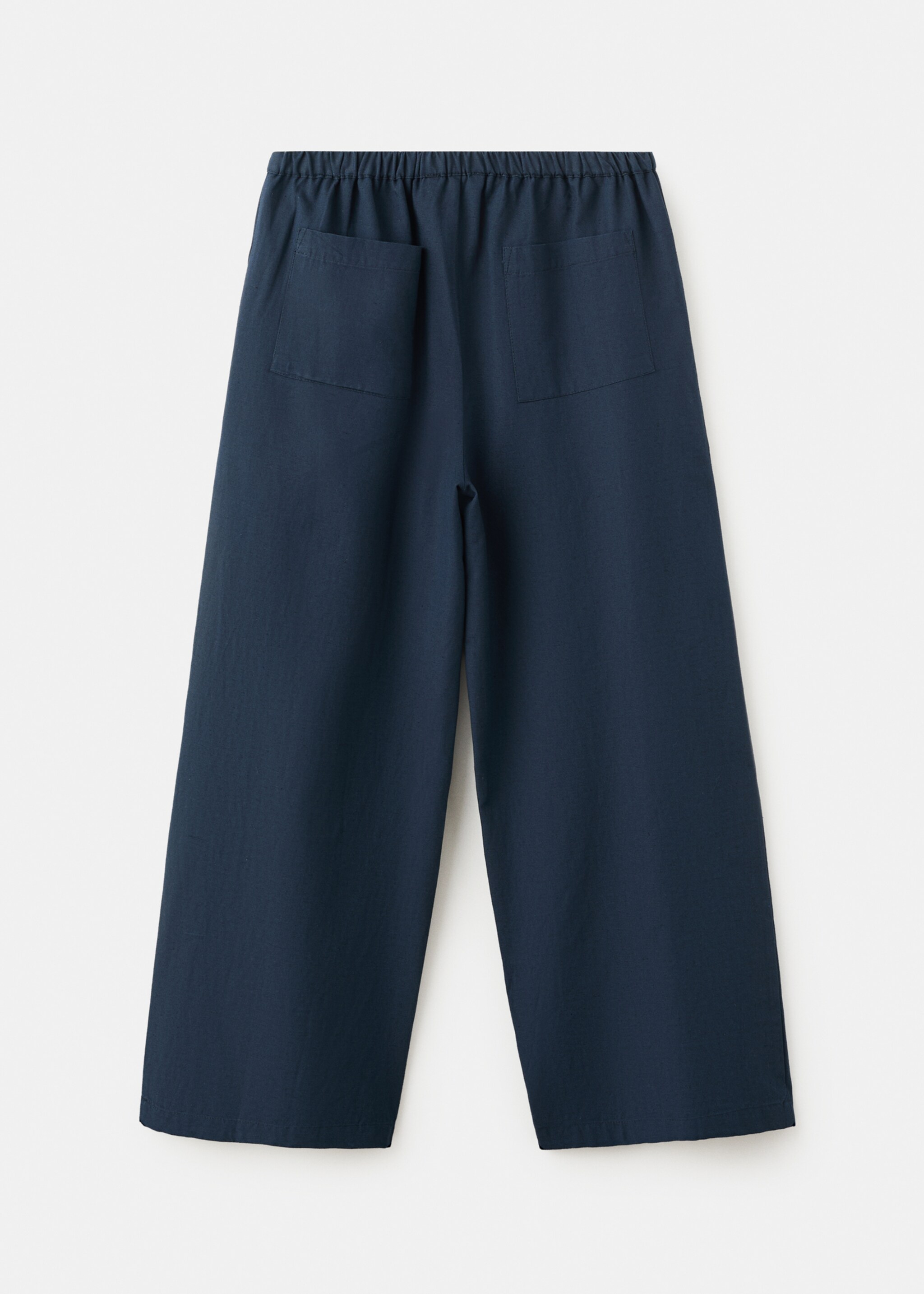 Flowy straight-fit trousers - Reverse of the article, Navy. Ref: 27077908-00.