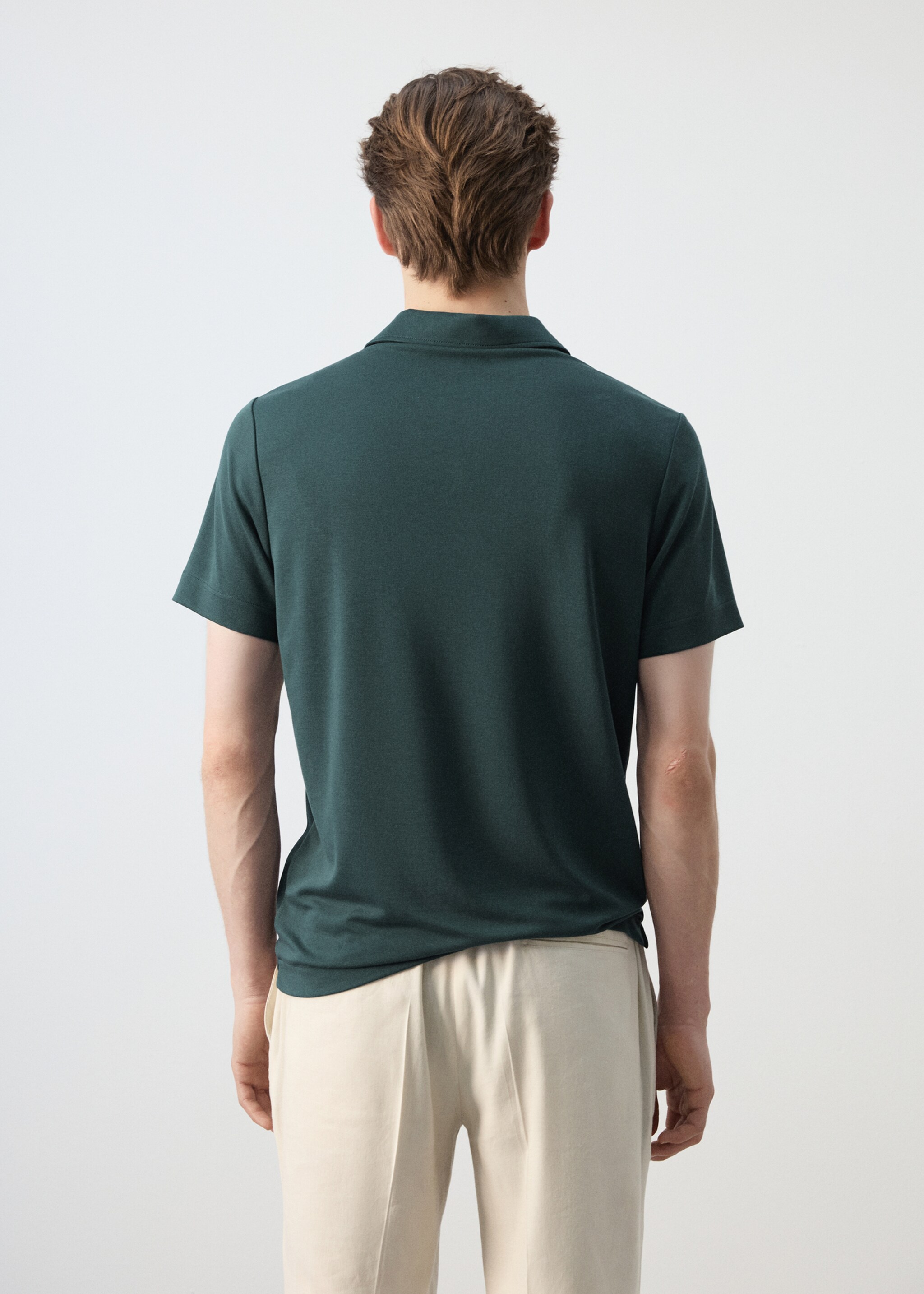 قميص بولو بحياكة دقيقة - الجهة الخلفية للمنتج, أخضر غامق. Ref: 27077909-00.