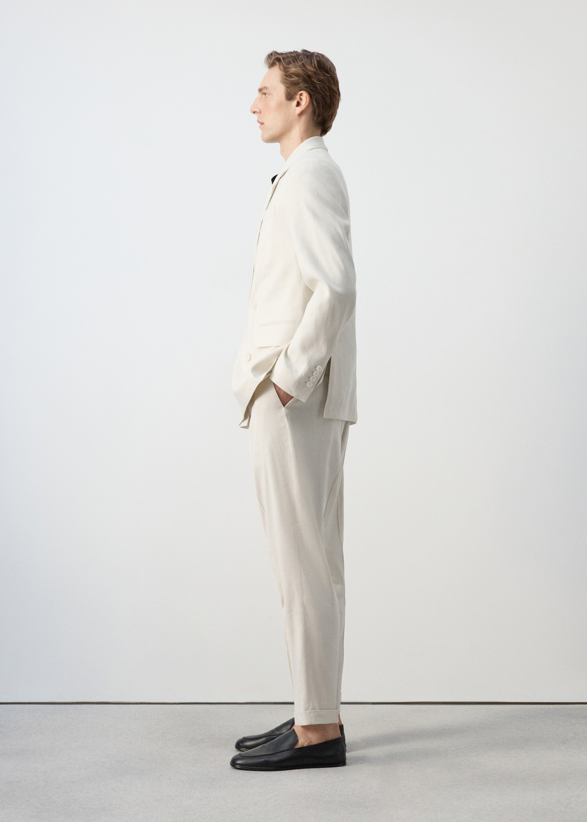 Boston regular-fit double-breasted suit jacket - Details of the article 2, Ecru. Ref: 27077911-00.