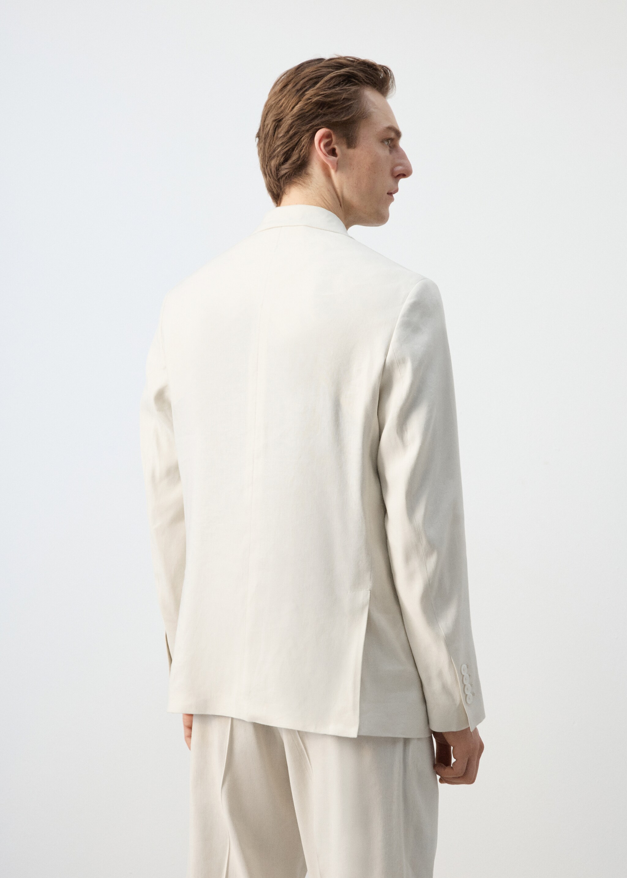 Boston regular-fit double-breasted suit jacket - Reverse of the article, Ecru. Ref: 27077911-00.