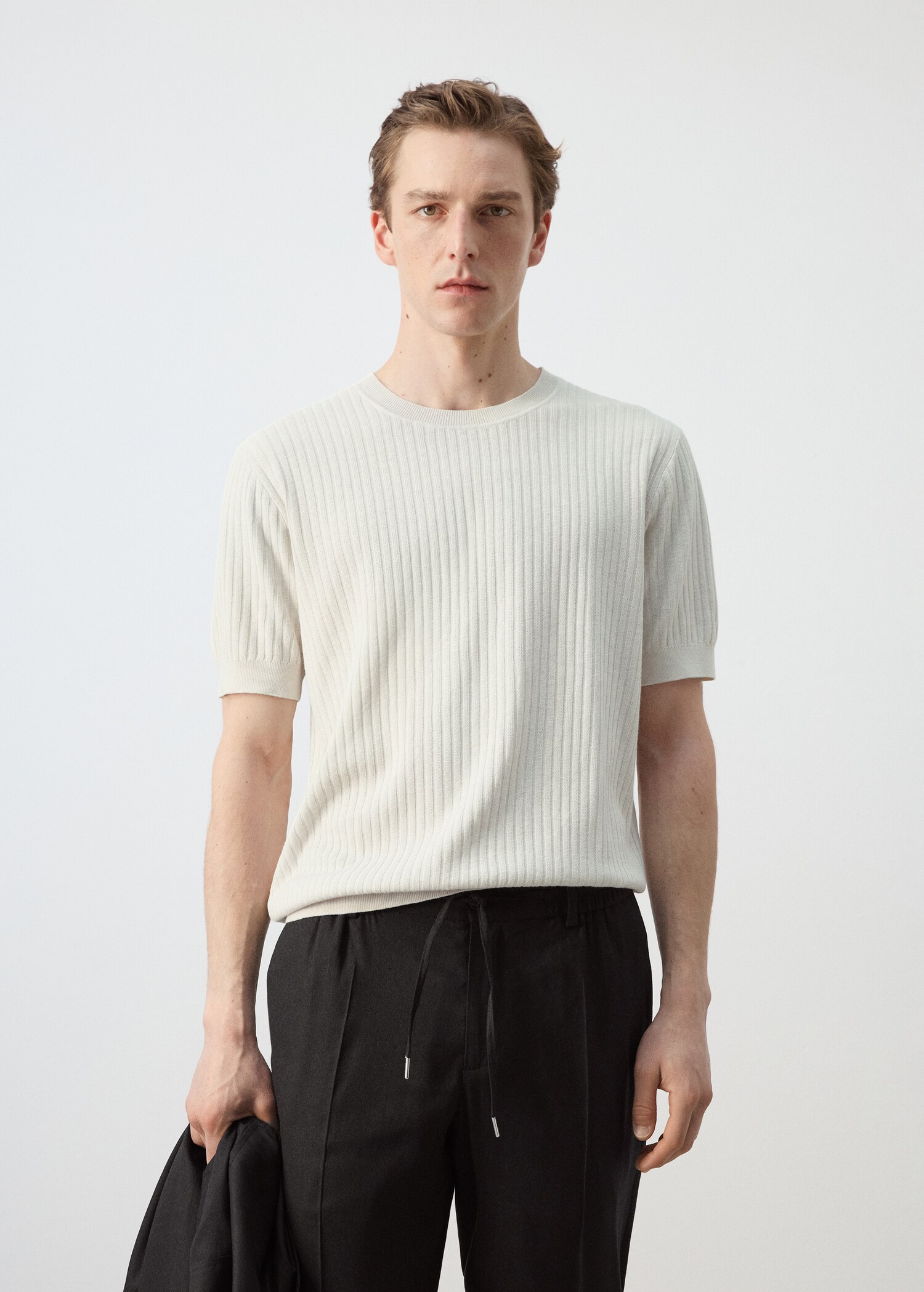 Ribbed  knit t-shirt - Medium plane