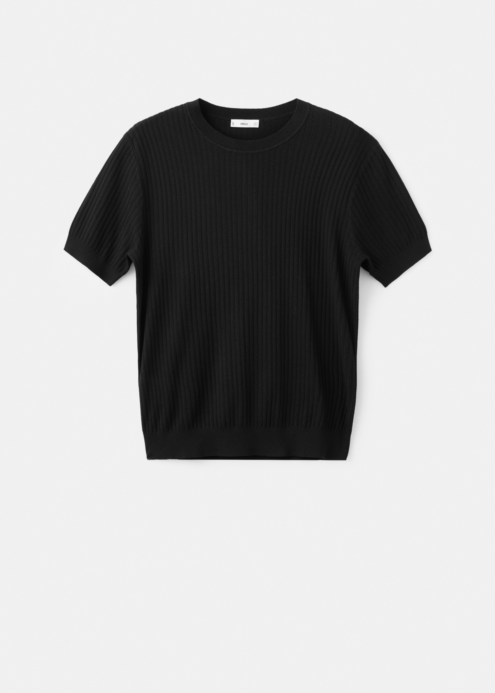 Ribbed  knit t-shirt - Article without model, Black. Ref: 27077913-00.