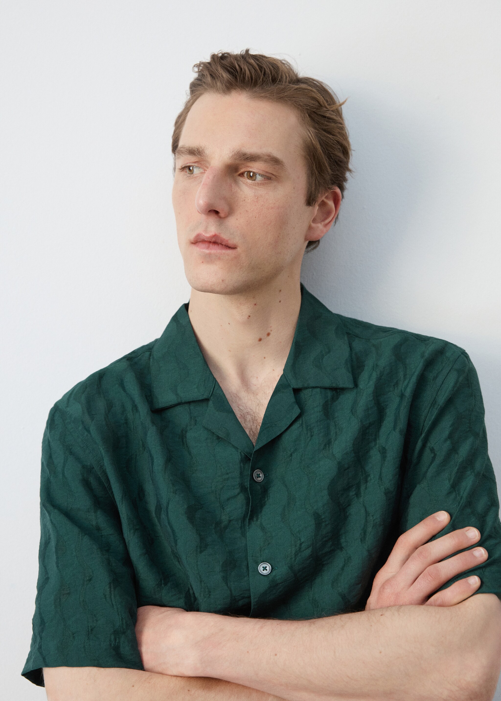 Regular Fit-Hemd aus Lyocell - Detail des Artikels 1, Smaragdgrün. Ref: 27077916-00.
