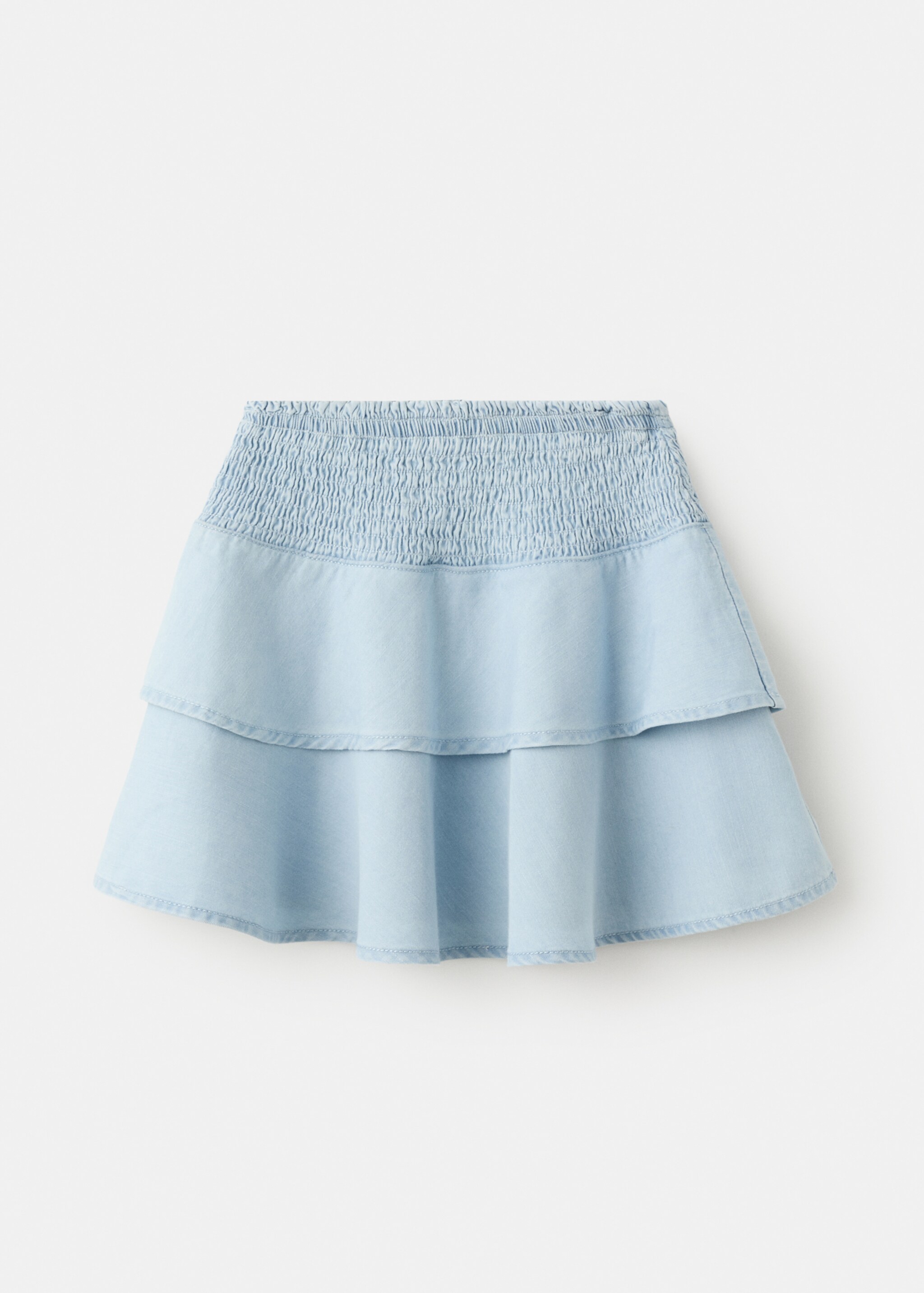 Lyocell-Baumwollrock mit Rüschen - Artikel ohne Model, Hellblau. Ref: 27077922-00.