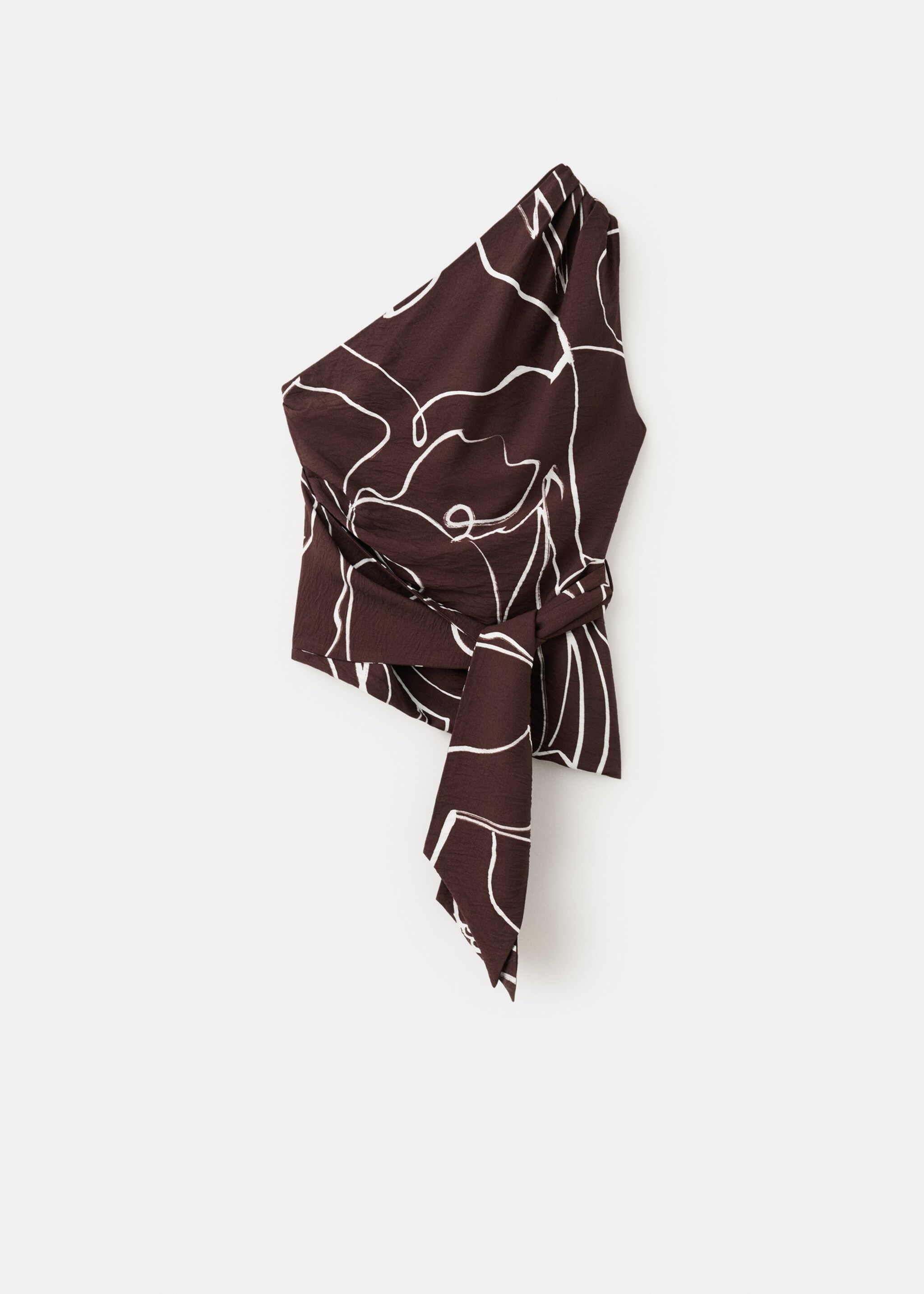 Asymmetric printed top - Article without model, Brown. Ref: 27077940-00.