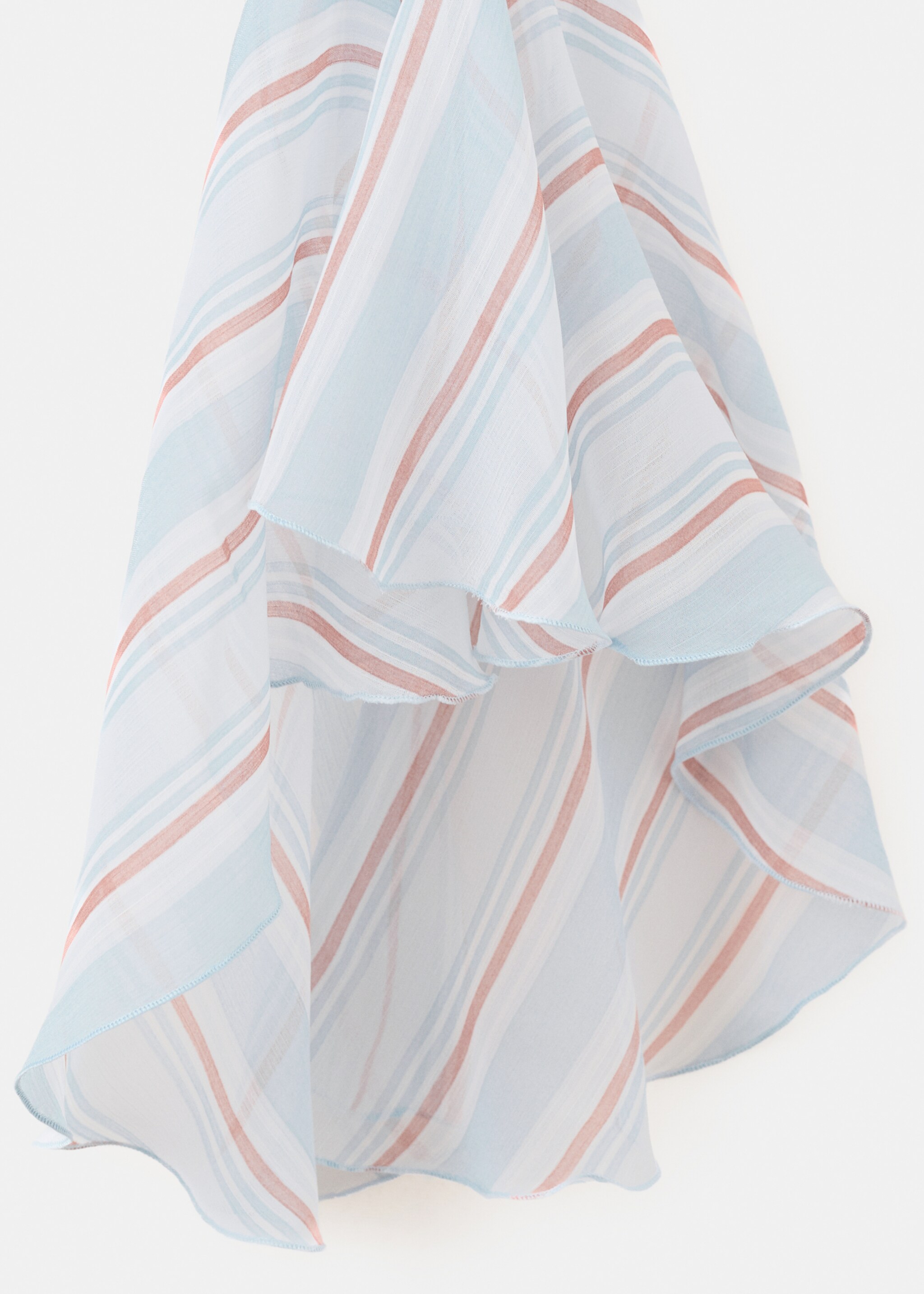 Ruffles stripe-patterned blouse - Details of the article 0, Blue. Ref: 27077941-00.