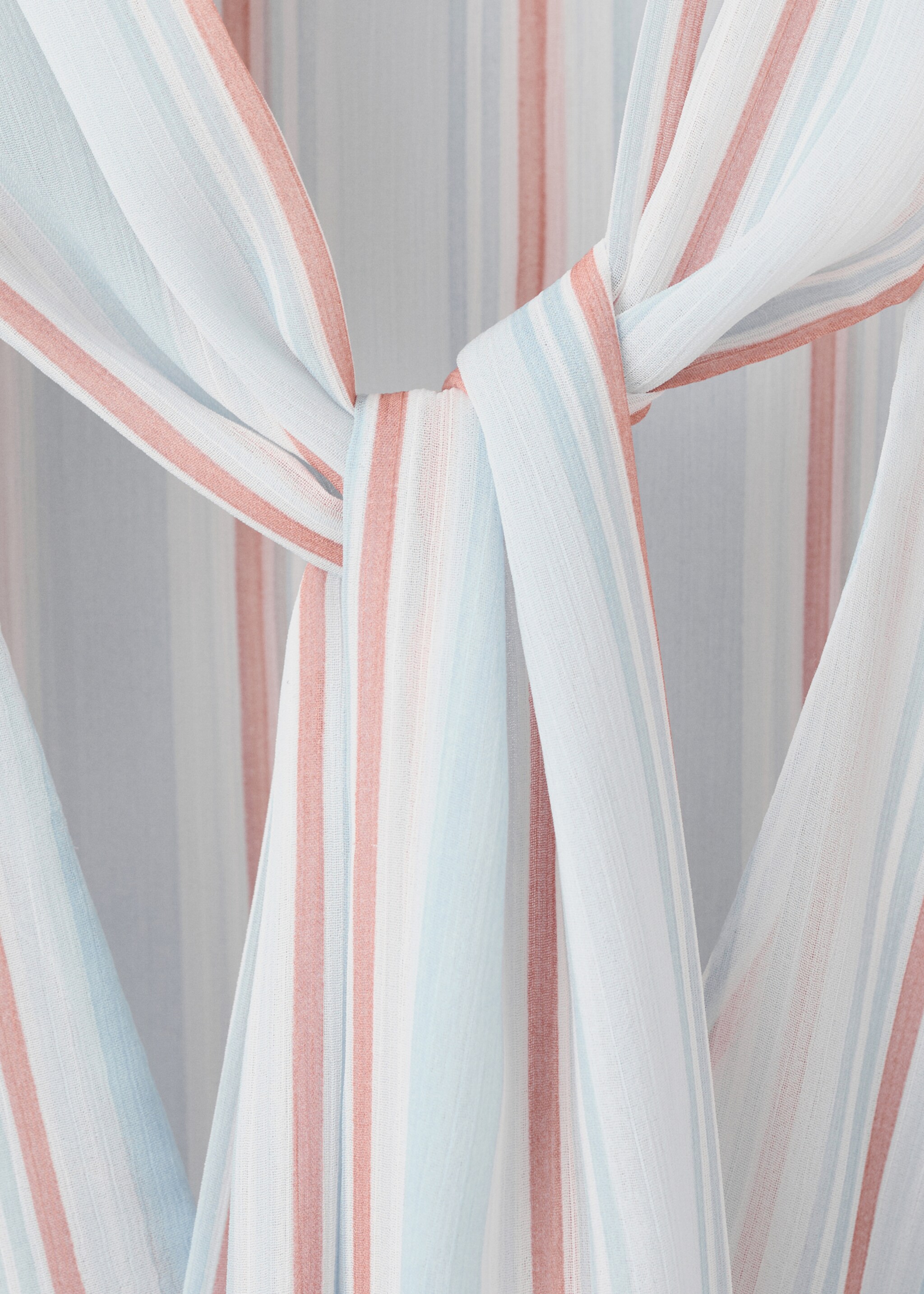 Ruffles stripe-patterned blouse - Details of the article 8, Blue. Ref: 27077941-00.