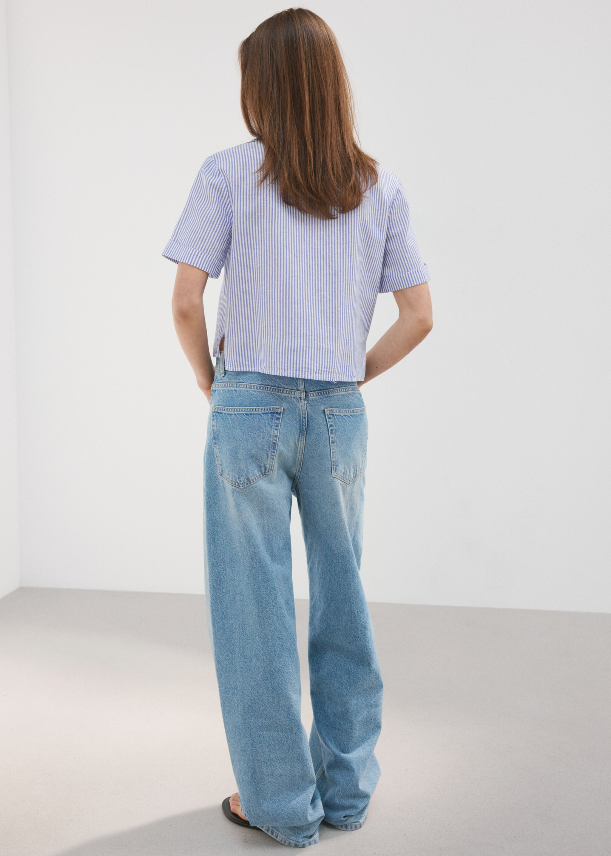 Short sleeve striped shirt - Reverse of the article, Sky Blue. Ref: 27078265-00.