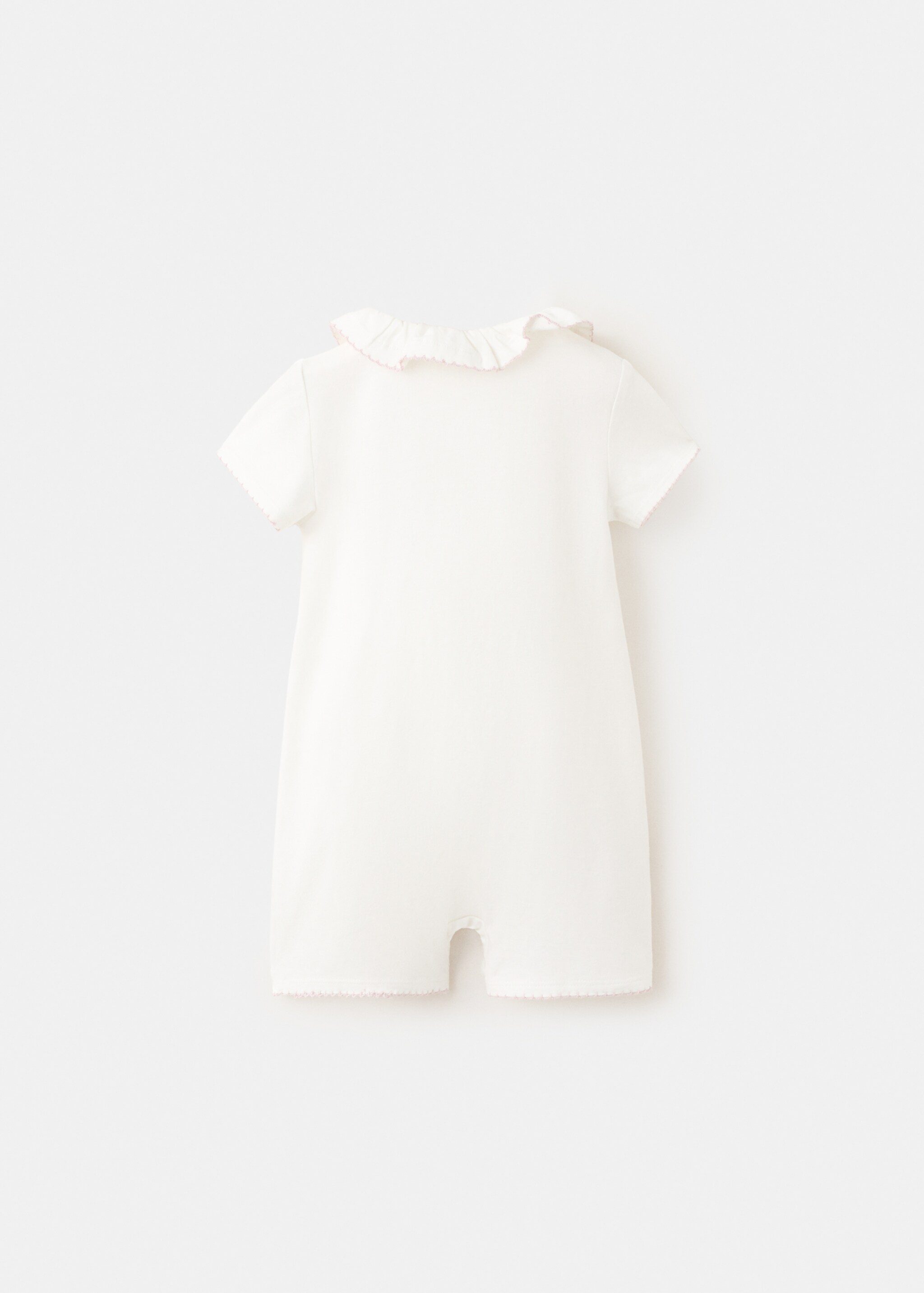 Cotton babydoll collar pyjama - Reverse of the article, Off White. Ref: 27078274-00.