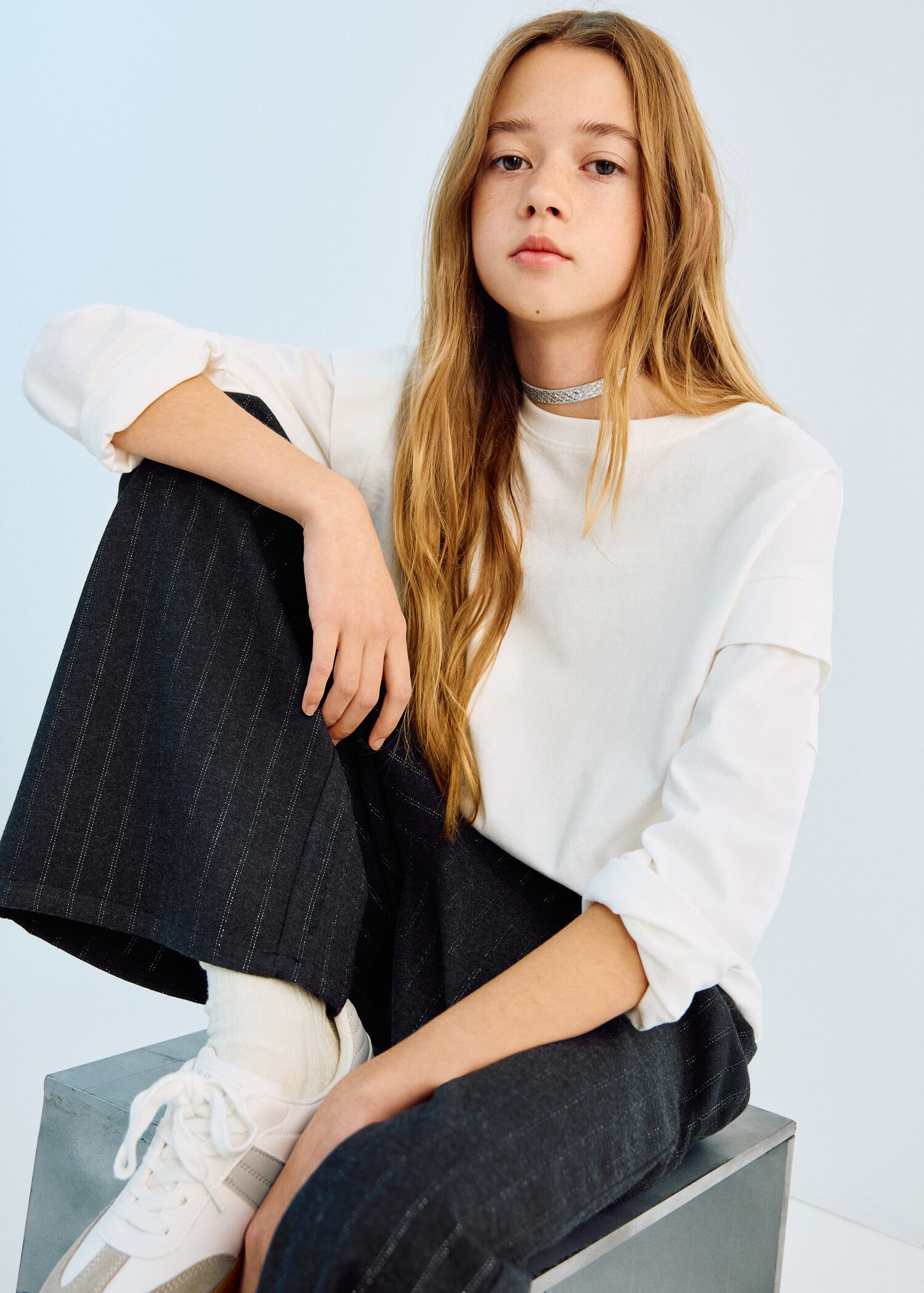 Pantalon à rayures en lurex - Plan moyen