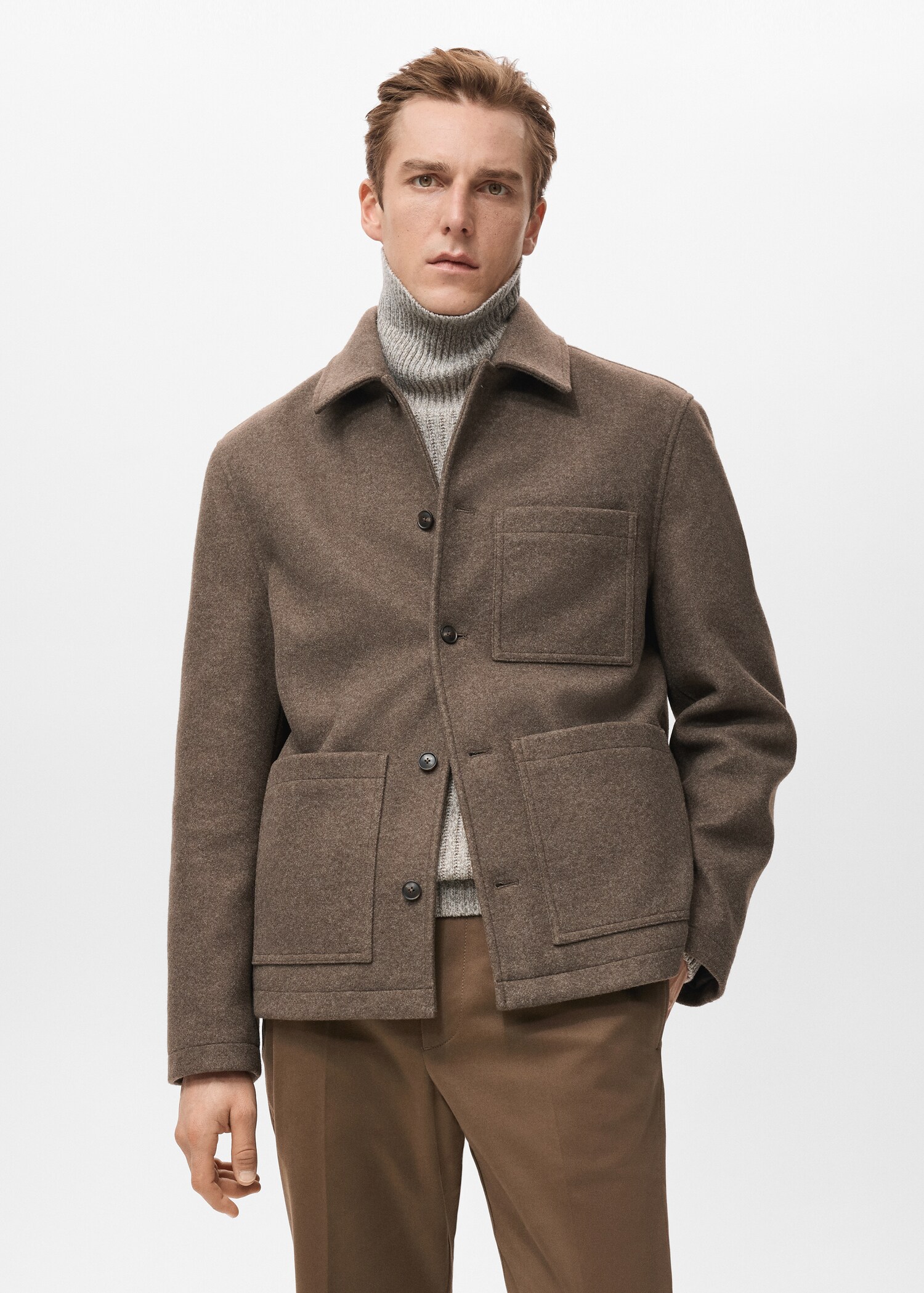 Wool coat with pockets - Medium plane
