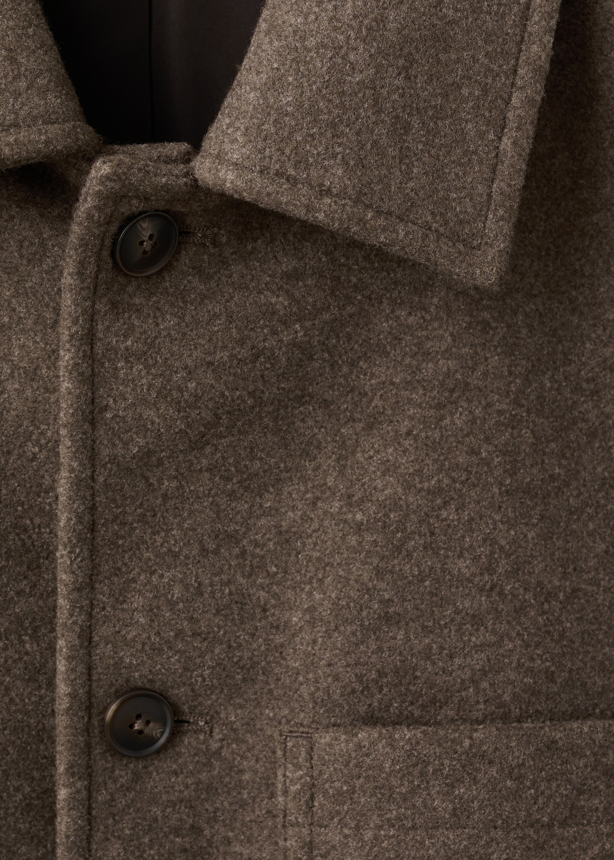 Wool coat with pockets - Details of the article 8, Medium Brown. Ref: 27081174-00.