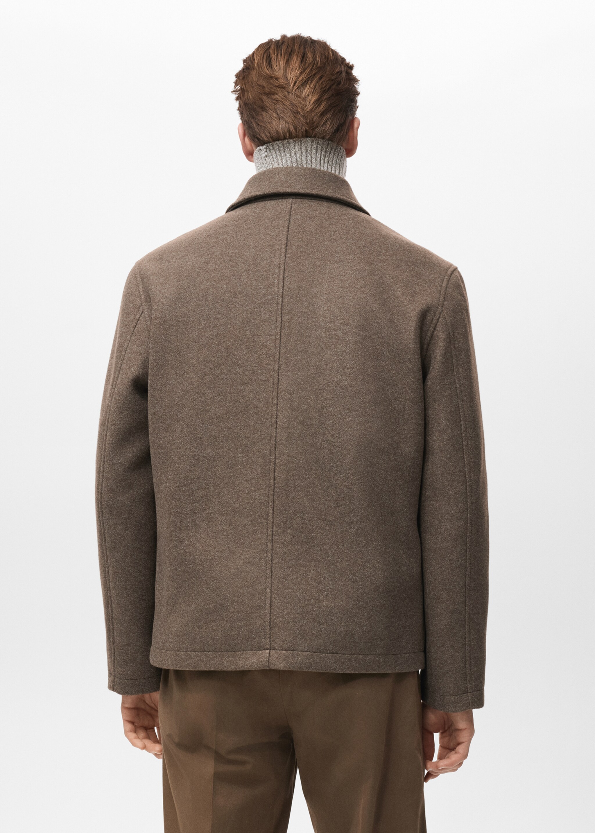 Wool coat with pockets - Reverse of the article, Medium Brown. Ref: 27081174-00.