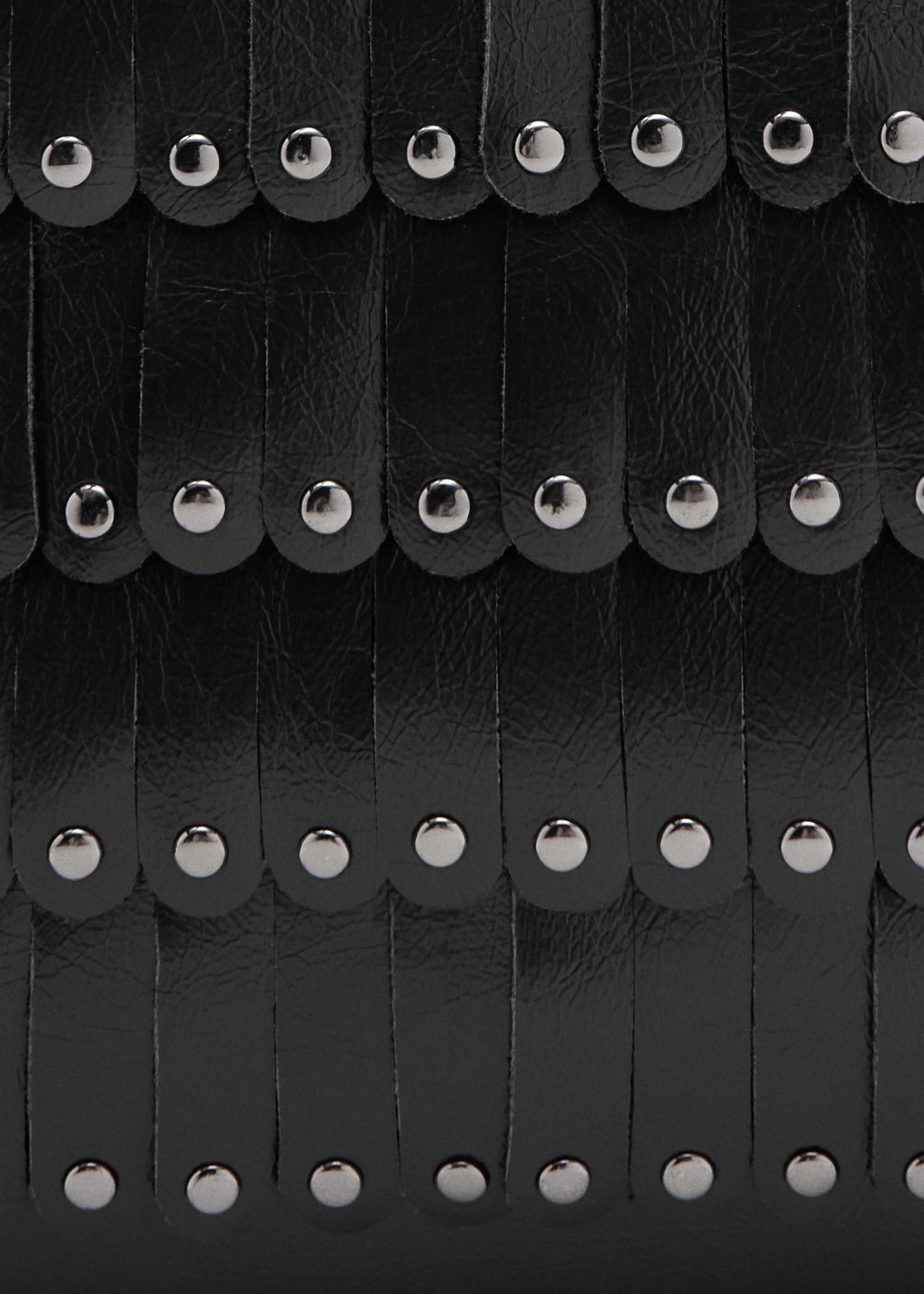 Fringed studded handbag - Details of the article 1, Black. Ref: 27081178-00.