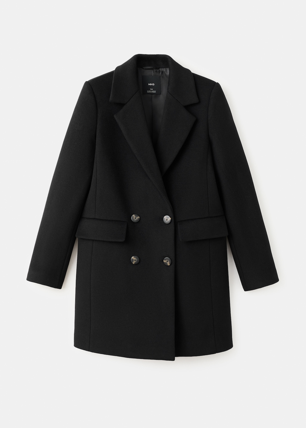 Mango Double-breasted wool blend coat