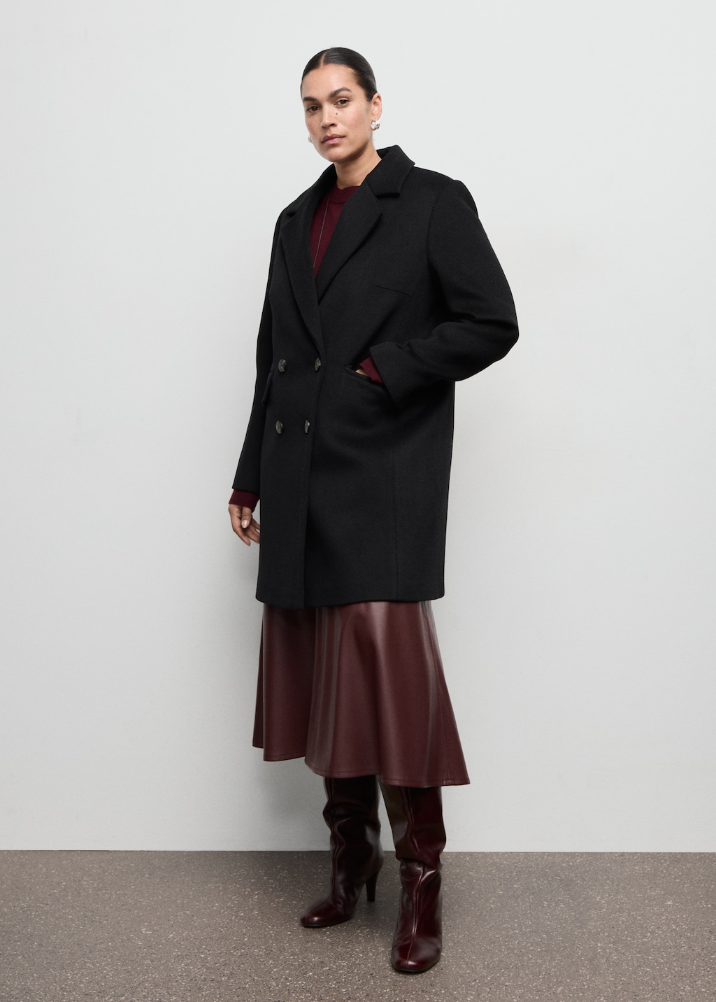 Mango Double-breasted wool blend coat