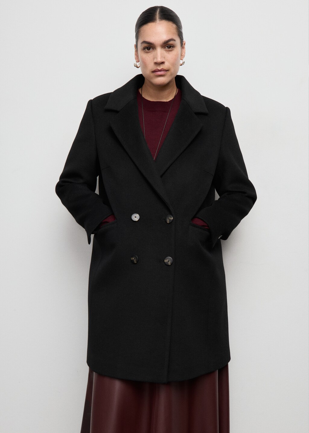 Mango Double-breasted wool blend coat