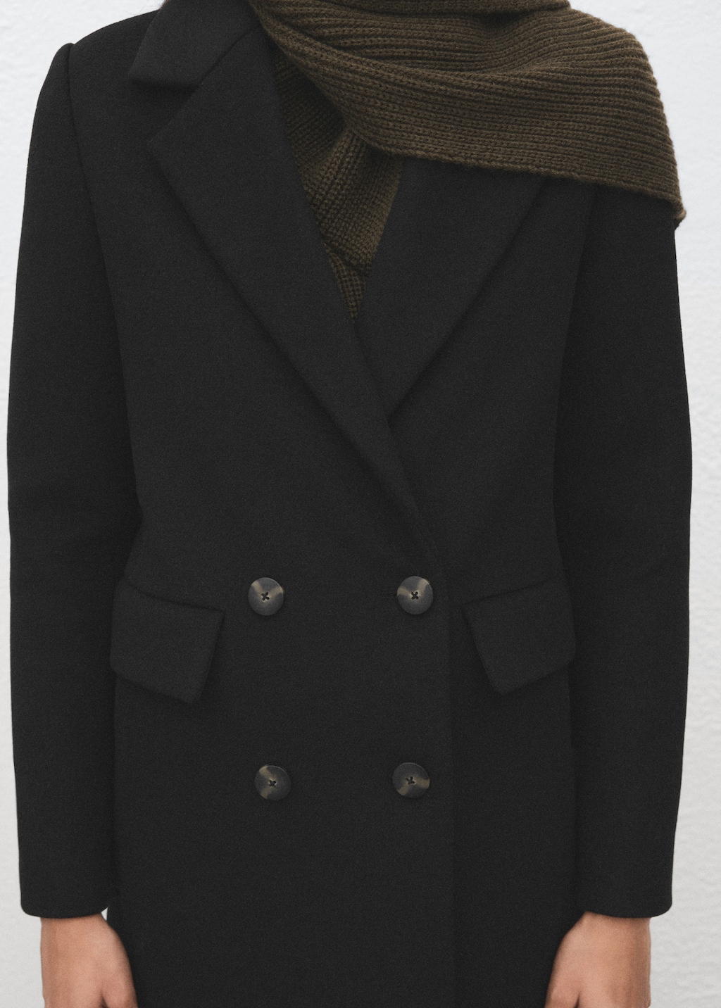 Double-breasted wool blend coat